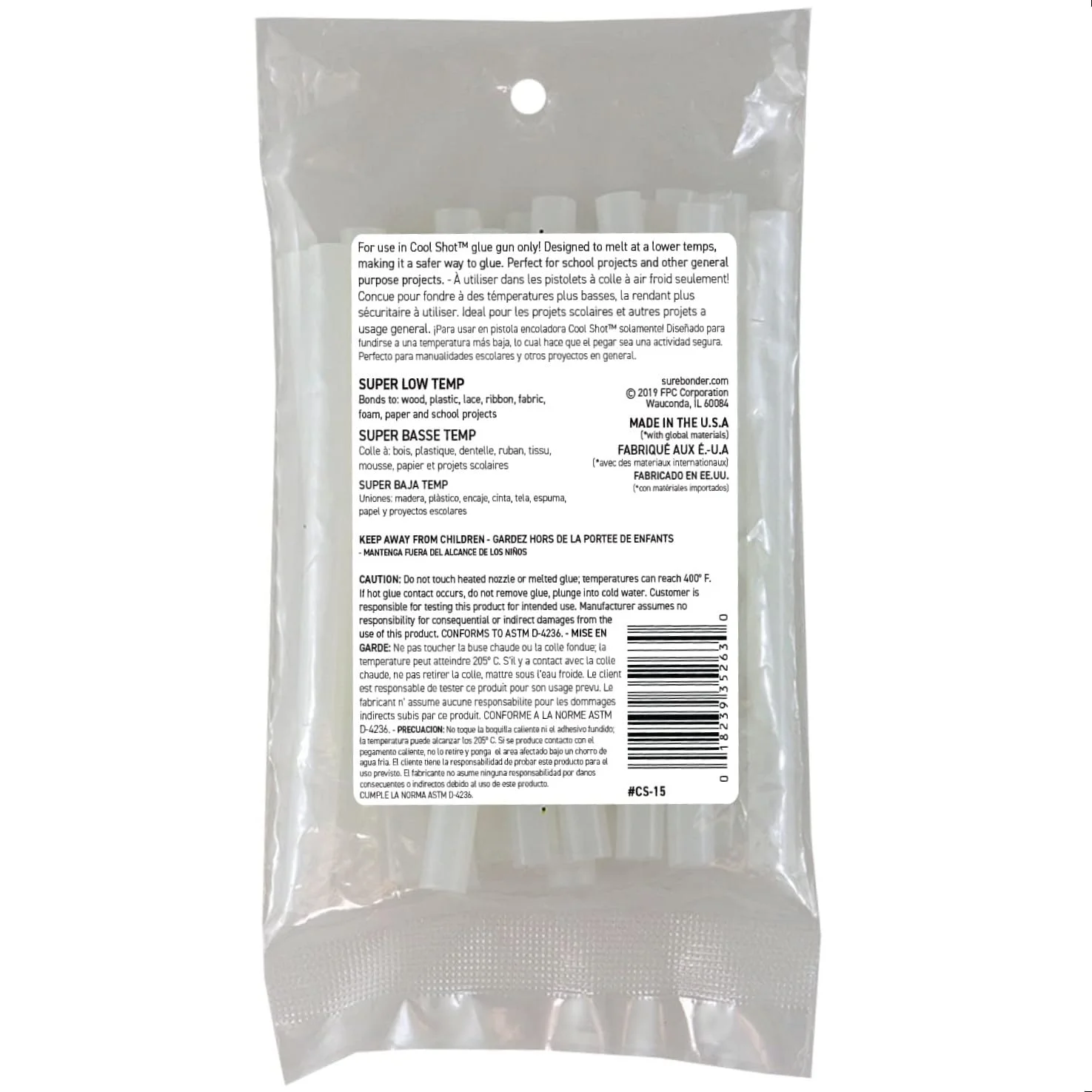 چسب حرارتی مینی با دمای بسیار پایین Surebonder Cool Shot، 4 اینچی، مناسب فوم، پارچه، بادکنک - قابل استفاده با تفنگ چسب Cool Shot - بسته 15 عددی