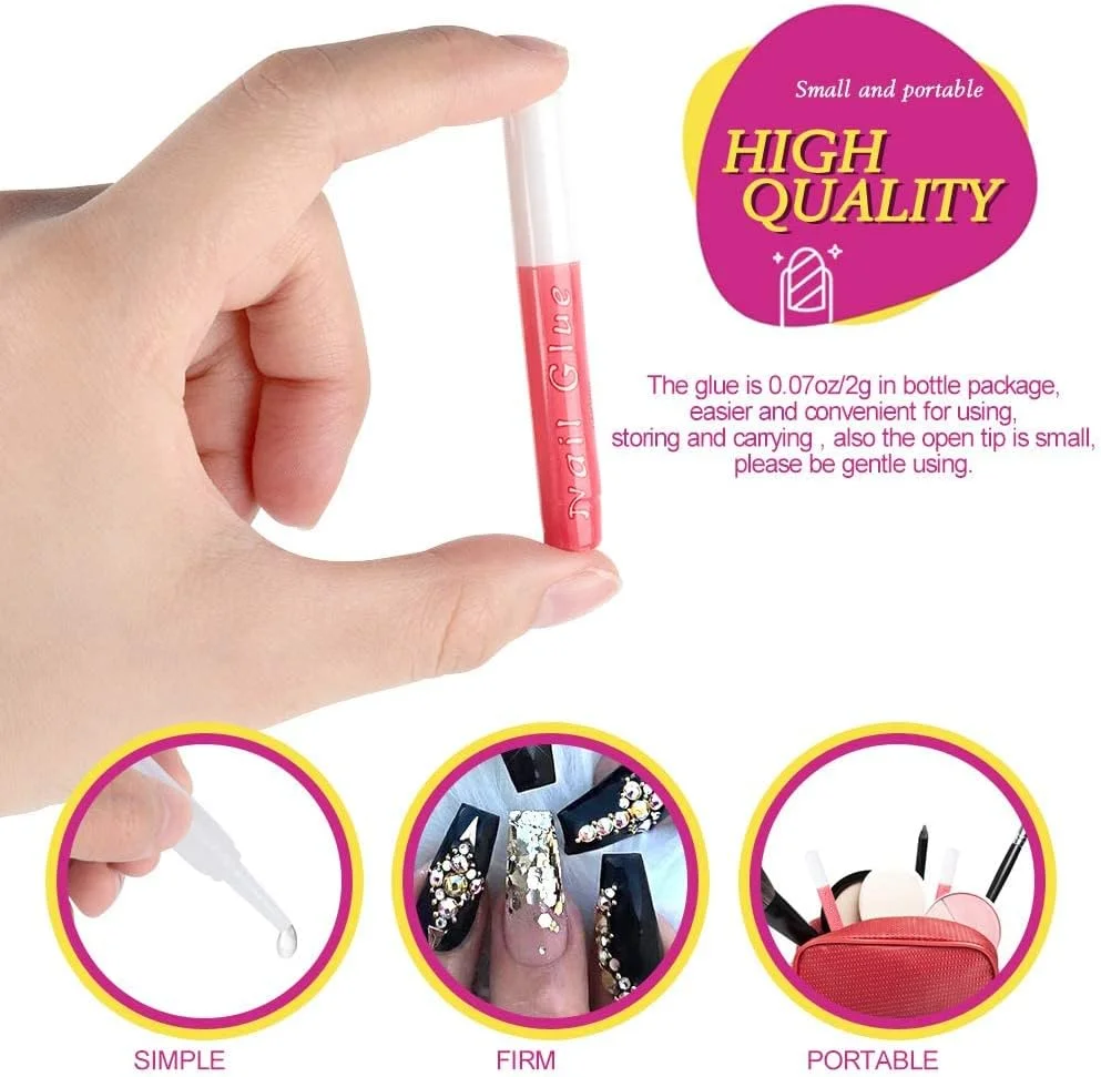 چسب ناخن SYOSI، 50 عدد، چسب فوق العاده قوی برای ناخن، مناسب برای طراحی ناخن DIY، چسب برای ناخن های اکریلیک، چسب ناخن برای ناخن مصنوعی (2 گرم در هر عدد)