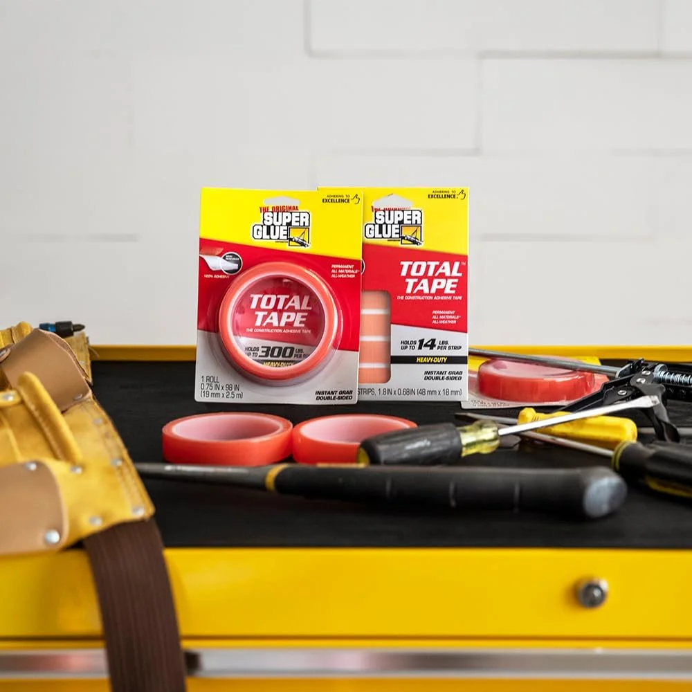 چسب فوق العاده، رول نوار توتال، چسب ساختمانی قوی داخلی و خارجی، نگهدارنده 300 پوند در هر رول، اتصال دائمی، مناسب برای تمام شرایط آب و هوایی، تقویت شده با مش، نوار دو طرفه با کاربری آسان
