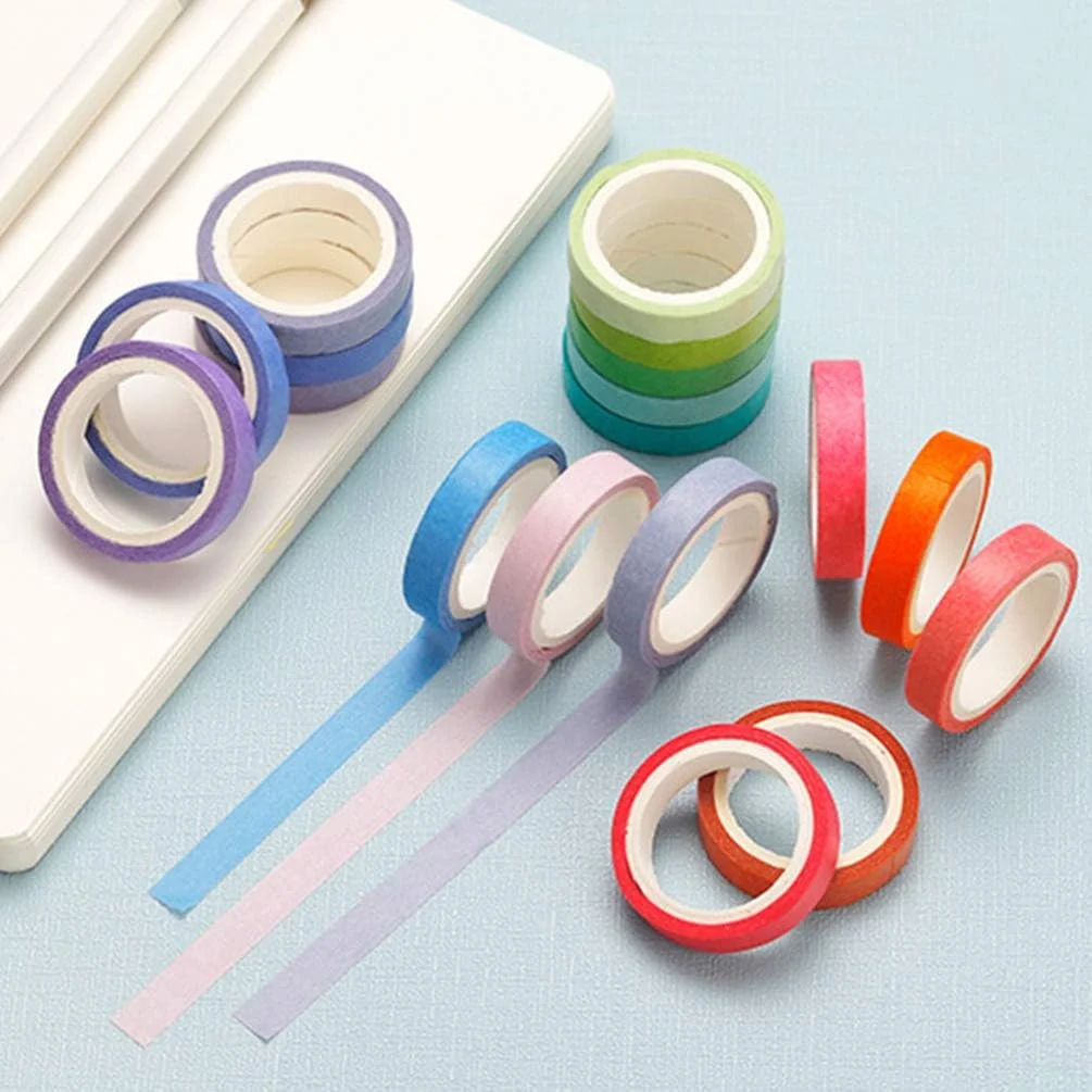 استوبوک 60 رول نوار کاغذی واشی پایه، رنگ های خالص متنوع، برچسب های نوار شیک، بسته بندی هدیه، نوار کاغذی صنایع دستی DIY، دکور