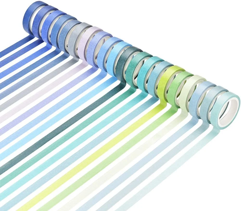 استوبوک 60 رول نوار کاغذی واشی پایه، رنگ های خالص متنوع، برچسب های نوار شیک، بسته بندی هدیه، نوار کاغذی صنایع دستی DIY، دکور