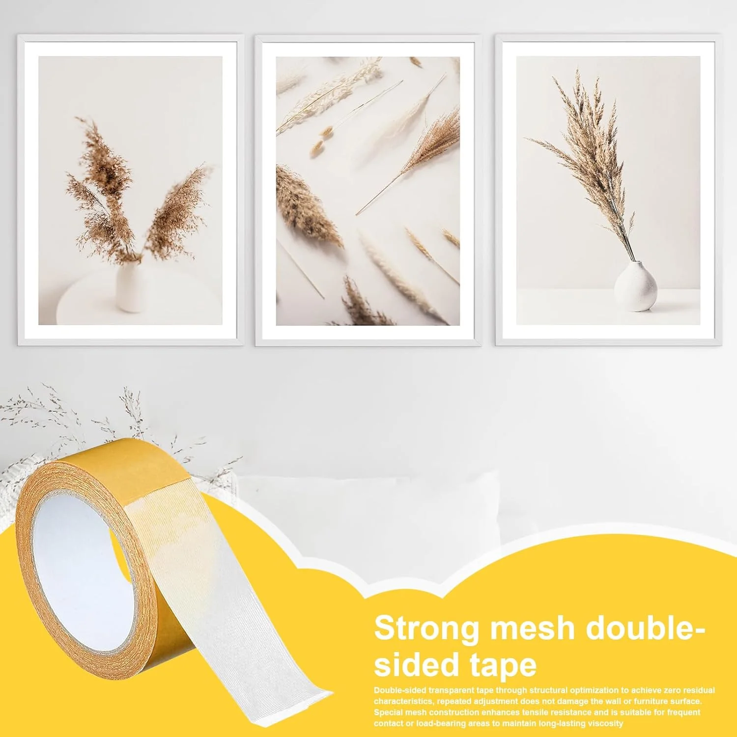 نوار چسب دو طرفه قوی، نوار فرش دو طرفه - نوارهای چسبنده شفاف و قابل جابجایی برای بهبود خانه، تعمیرات RV، پروژه های صنایع دستی