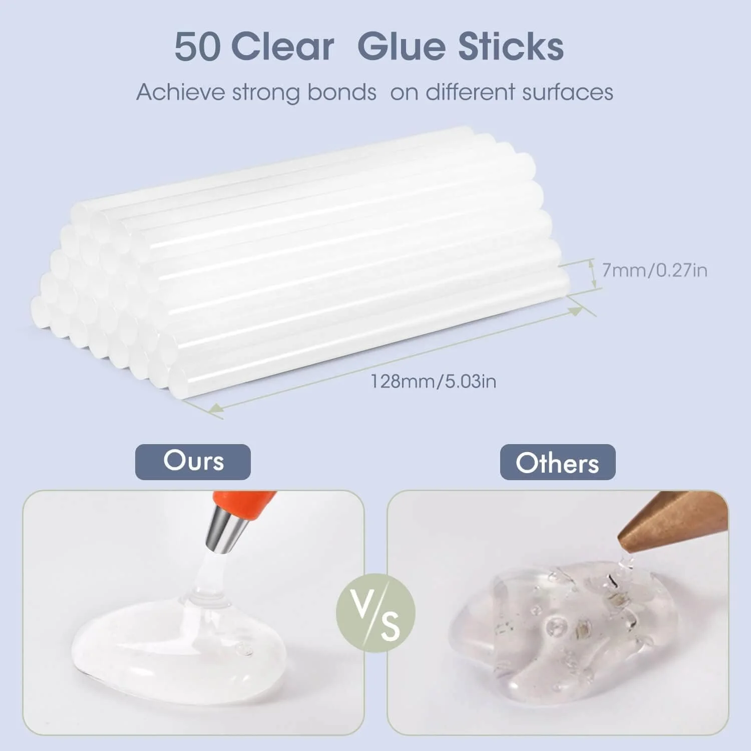 کیت تفنگ چسب حرارتی 20 وات به همراه چسب برای کاردستی های مدرسه، هنرهای DIY، تعمیرات سریع خانگی (آبی مینی + 50 عدد چسب)