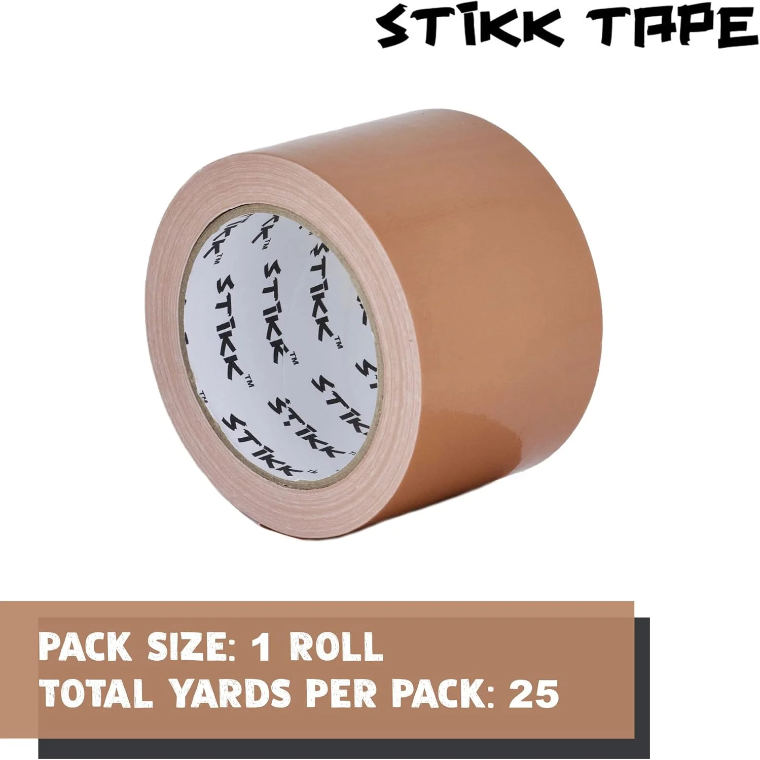 نوار چسب لوله ای ضخیم و سنگین STIKK، 3 اینچ در 25 یارد، 7.5 میل، رنگ قهوه ای مایل به زرد، با روکش پلی اتیلن مقاوم در برابر آب و هوا (72 میلی متر)