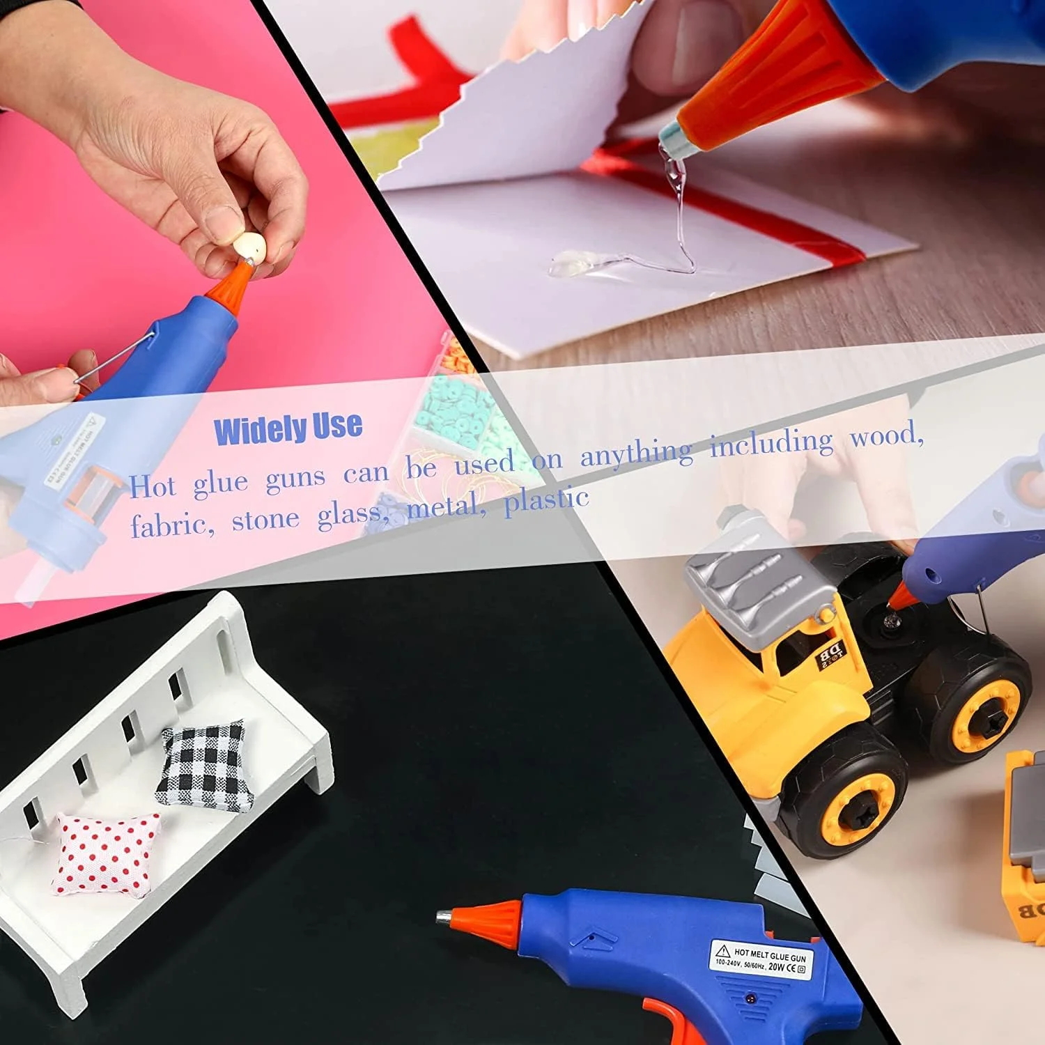 کیت تفنگ چسب حرارتی 20 وات به همراه چسب برای کاردستی های مدرسه، هنرهای DIY، تعمیرات سریع خانگی (آبی مینی + 50 عدد چسب)
