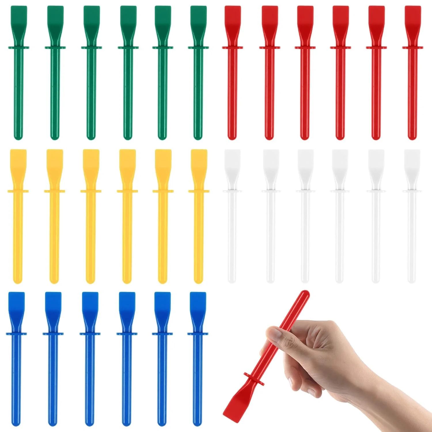 30 عدد پخش کننده چسب، چوب های رنگی پلی پروپیلن برای پخش یکنواخت چسب، کاردک های رنگ آمیزی برای ابزار کاردستی چرمی هنری DIY دست ساز