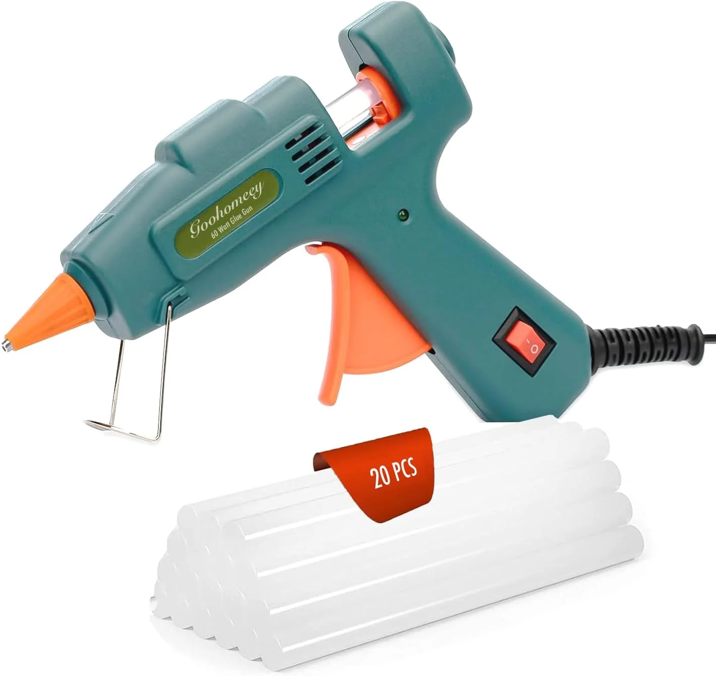 تفنگ چسب حرارتی 20 وات به همراه 50 عدد چسب حرارتی، کیت تفنگ چسب حرارتی کوچک، ابزار چسباندن همه چیز - ابزار کاردستی، چوب، پلاستیک، کاغذ، خانه، مدرسه، هنر (20 وات سبز + 50 عدد چسب)