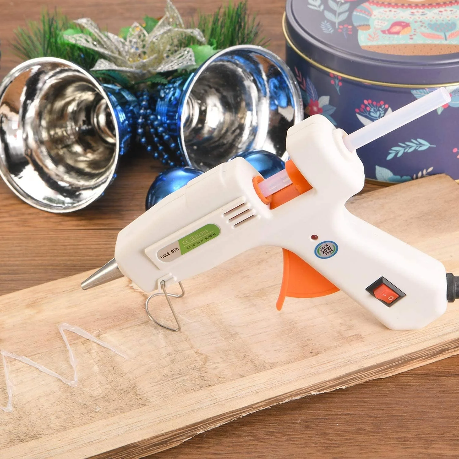 تفنگ چسب حرارتی، تفنگ مینی 20 واتی برای کاردستی، 50 عدد چسب، گرم شدن سریع 90 ثانیه ای، طراحی ضد سوختگی، تفنگ برای کاردستی/هنرهای DIY/کارت/پلاستیک/چوب (سفید)
