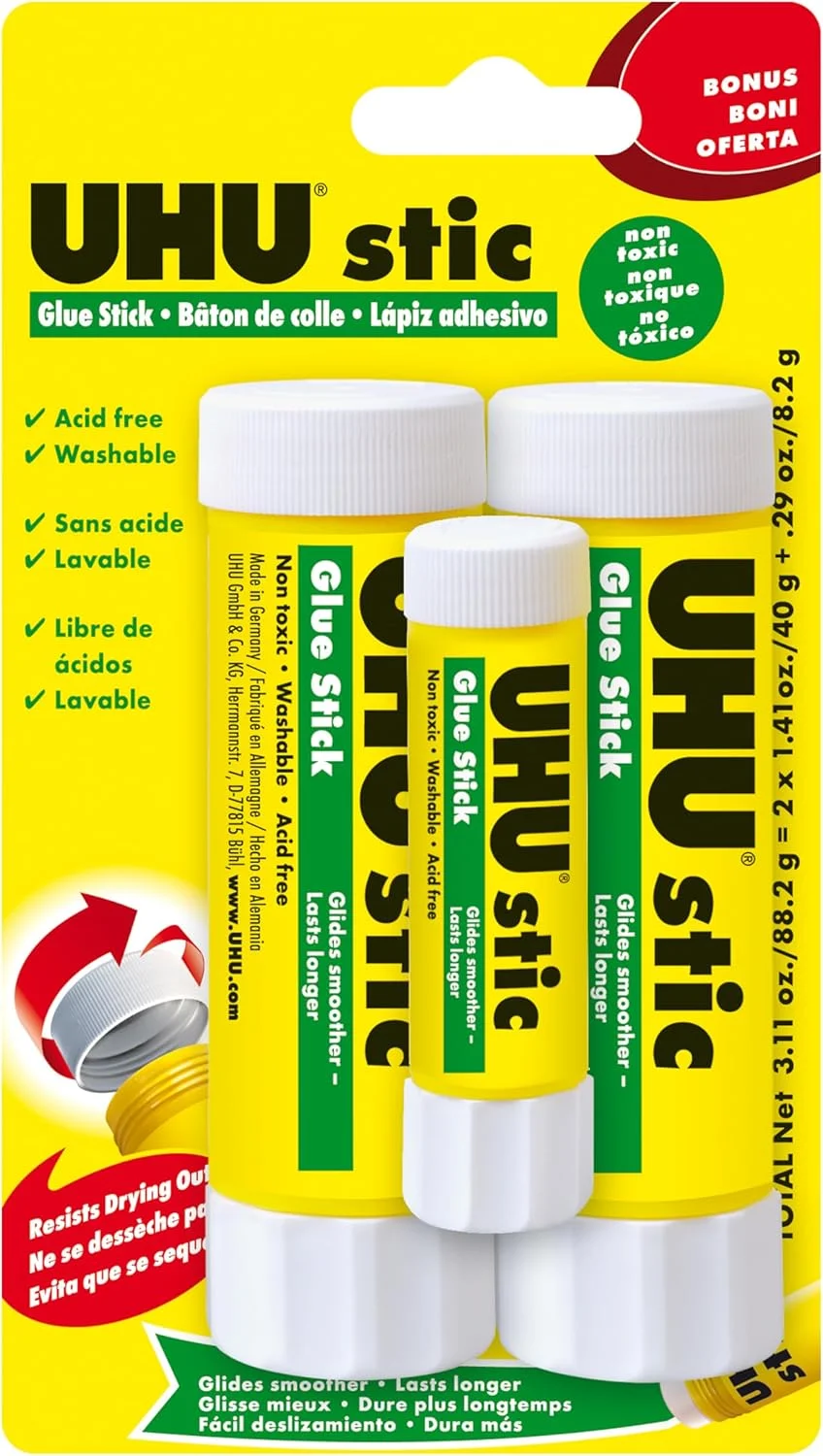 چسب ماتیکی استدلر اوهو، بدون حلال، قابل شستشو، درب پیچی، مناسب مدرسه، کاردستی، اسکرپ بوکینگ 2 عدد 40 گرمی سفید، 9U 99674