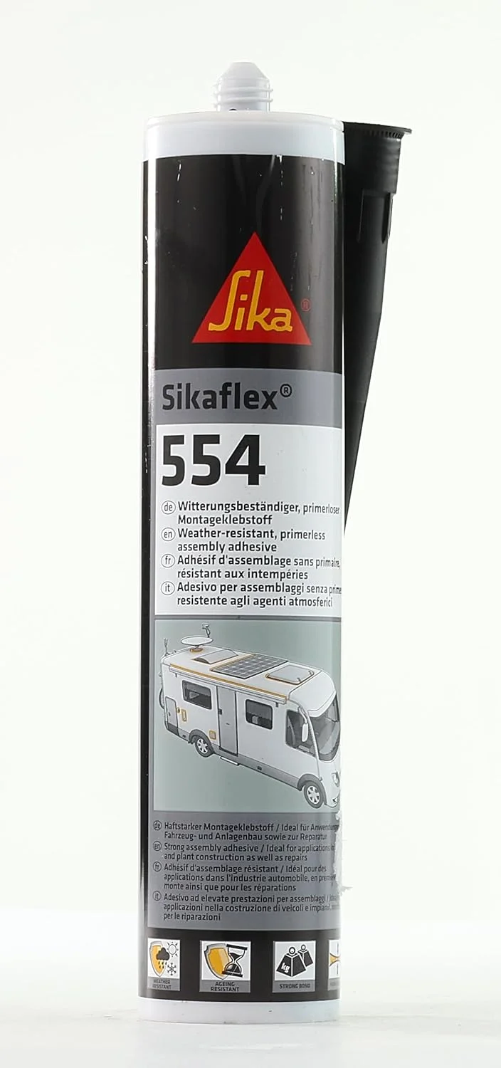 چسب نصب کننده سیکا - Sikaflex-554 مشکی - ایده آل برای قطعات بزرگ و بار دینامیکی بالا - مقاوم در برابر پیری و آب و هوا - 300 میلی لیتر