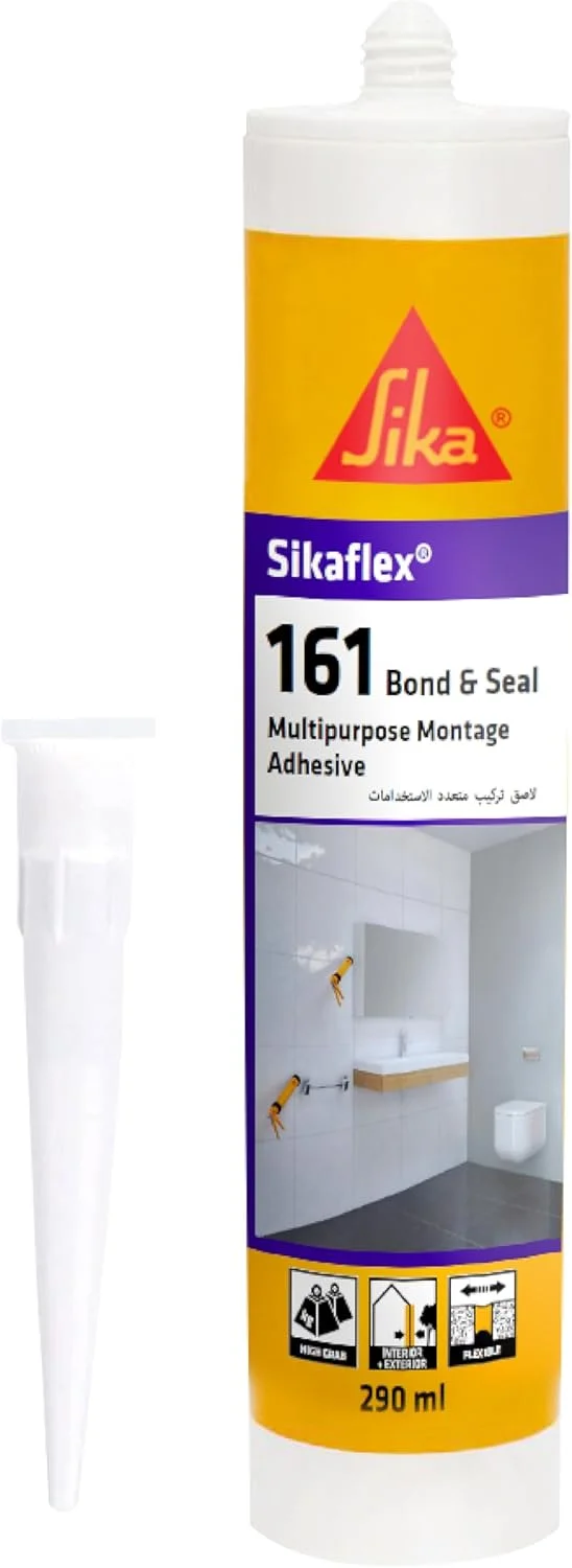 SIKA - چسب و درزگیر - Sikaflex 161 Bond & Seal - سفید - چسب مونتاژ چند منظوره و درزگیر - چسبندگی اولیه خوب - داخلی و خارجی - 290 میلی لیتر