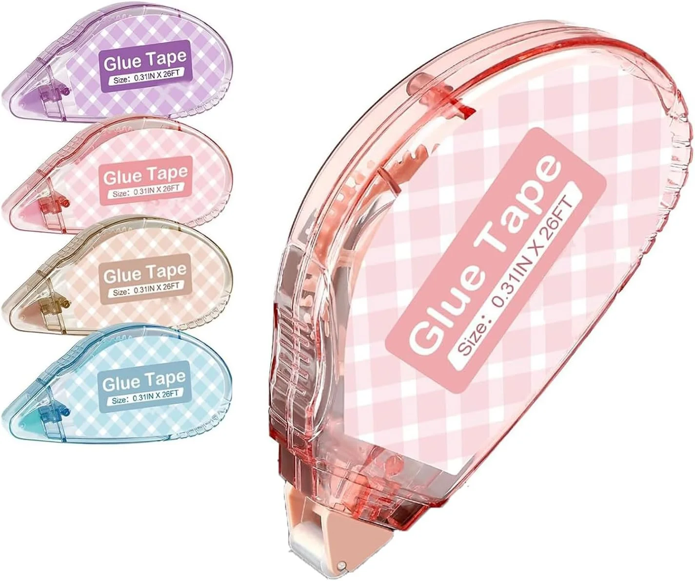بسته 4 عددی نوار چسب دو طرفه اسکرپ بوک، غلطک نوار چسب برای صنایع دستی، اسکرپ بوکینگ، بسته بندی هدیه و لوازم جانک جورنالینگ (0.31 اینچ × 26 فوت)