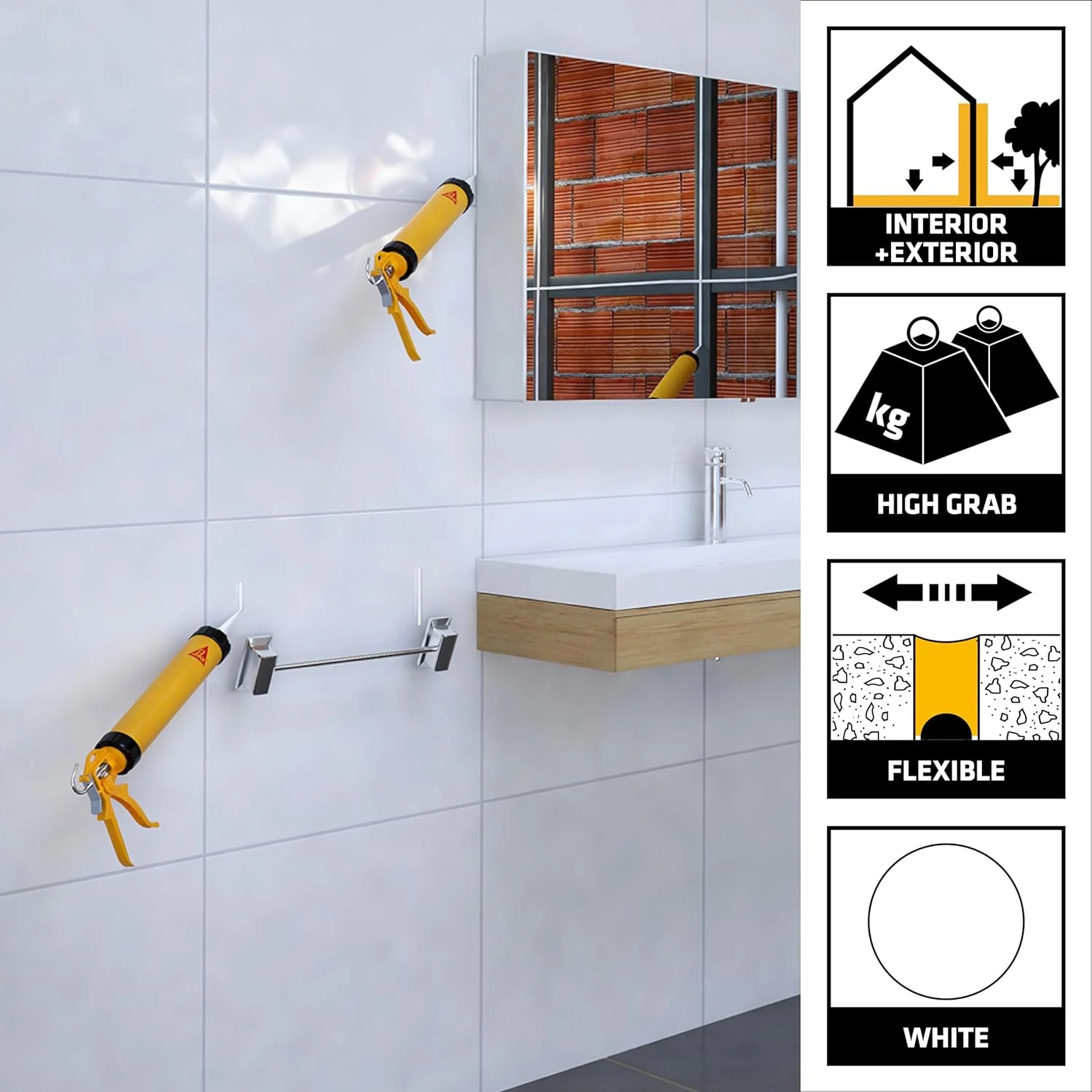 SIKA - چسب و درزگیر - Sikaflex 161 Bond & Seal - سفید - چسب مونتاژ چند منظوره و درزگیر - چسبندگی اولیه خوب - داخلی و خارجی - 290 میلی لیتر