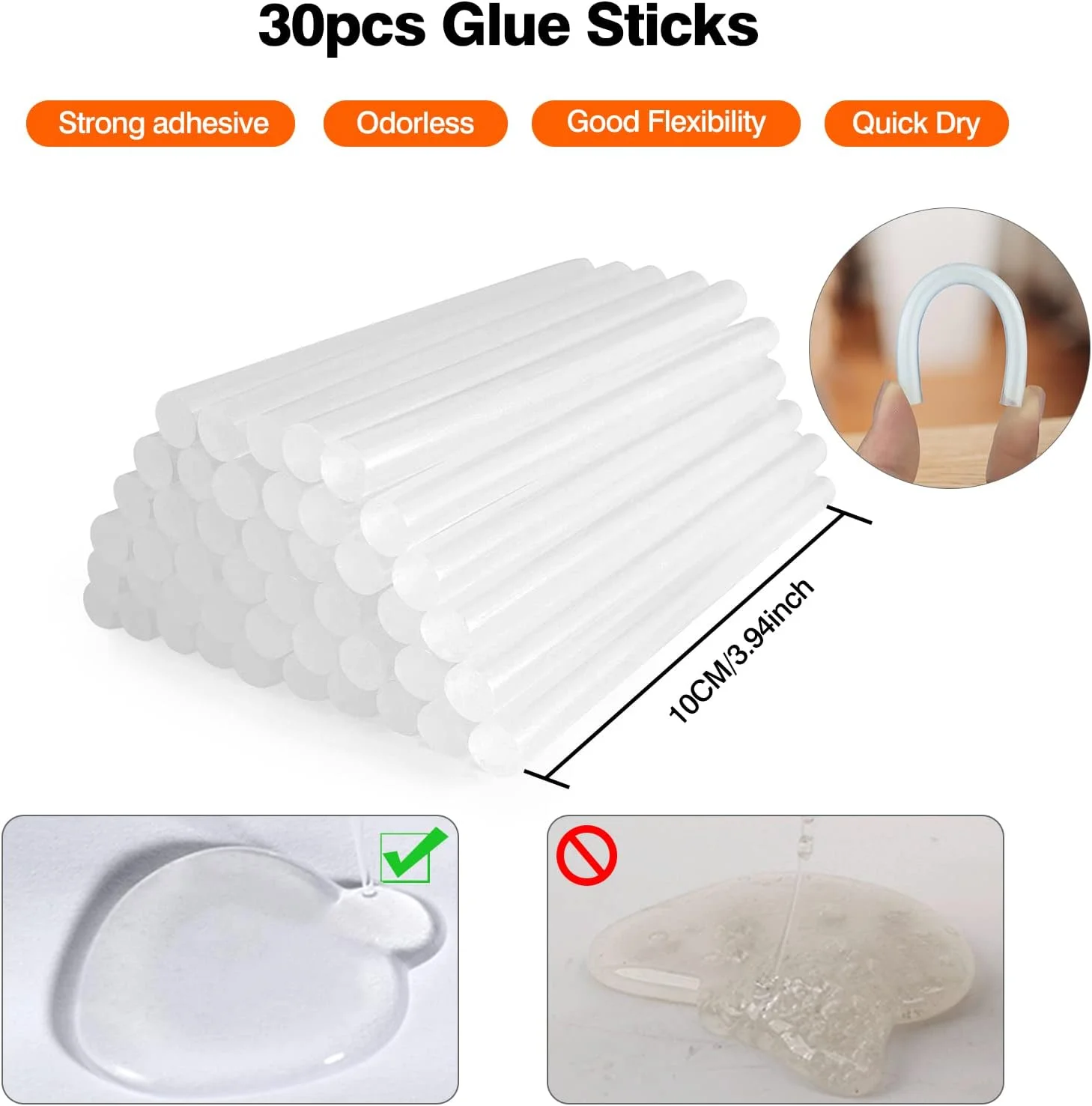 تفنگ چسب حرارتی SHJADE با 30 عدد چسب، تفنگ چسب ذوب سریع، کیت مینی تفنگ چسب برای پروژه های صنایع دستی مدرسه DIY کودکان و تعمیرات سریع خانه، 20 وات سفید