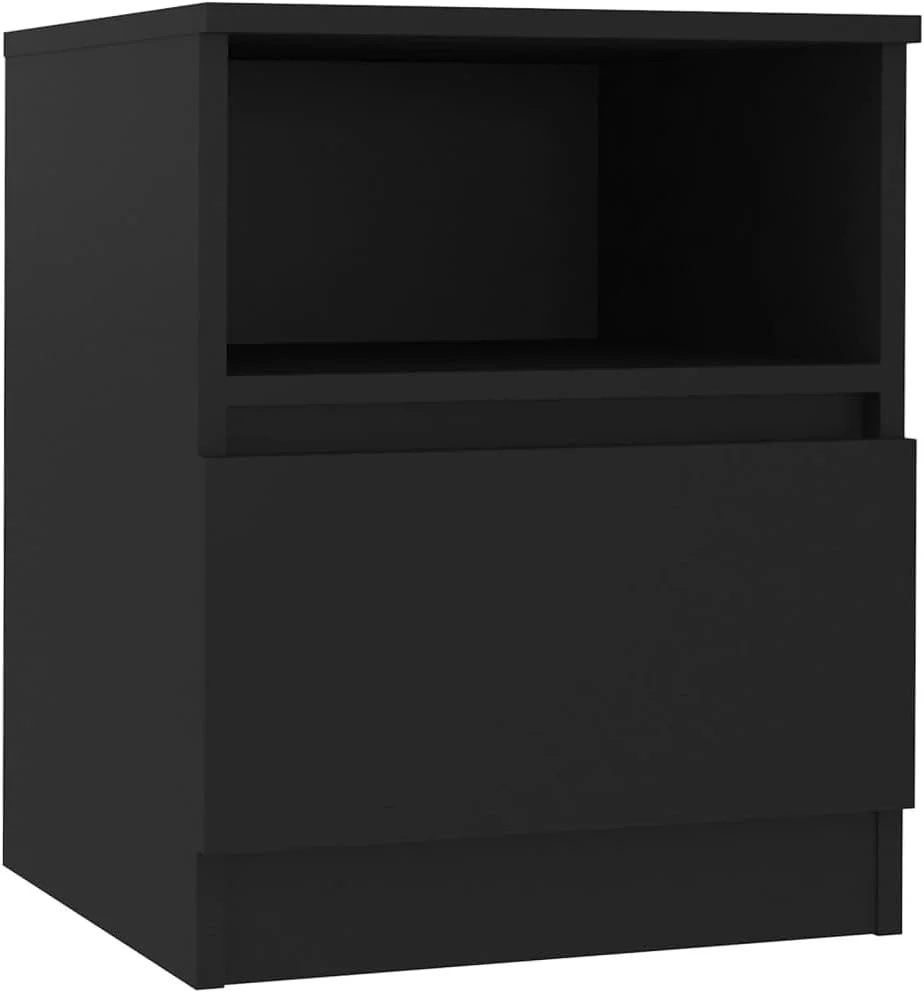 کابینت کنار تختی vidaXL با کشو، کابینت ذخیره سازی، میز کنار تخت، قفسه، استند تلفن، مناسب اتاق نشیمن و اتاق خواب، چوب مهندسی شده مشکی کابینت کنار تختی vidaXL با کشو، کابینت ذخیره سازی، میز کنار تخت، قفسه، استند تلفن، مناسب اتاق نشیمن و اتاق خواب، چوب مهندسی شده مشکی