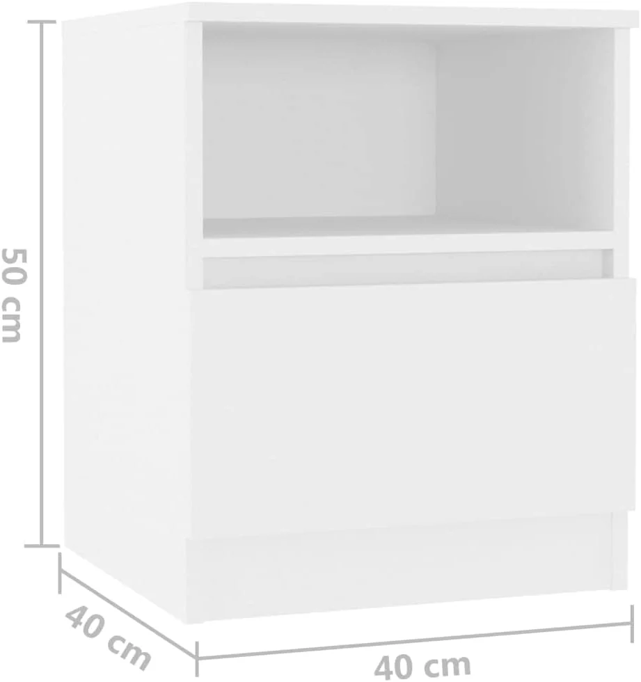 کابینت کنار تختی vidaXL با کشو، کابینت ذخیره سازی، میز کنار تخت، قفسه، پایه تلفن، مبلمان اتاق نشیمن و اتاق خواب، چوب مهندسی شده سفید کابینت کنار تختی vidaXL با کشو، کابینت ذخیره سازی، میز کنار تخت، قفسه، پایه تلفن، مبلمان اتاق نشیمن و اتاق خواب، چوب مهندسی شده سفید