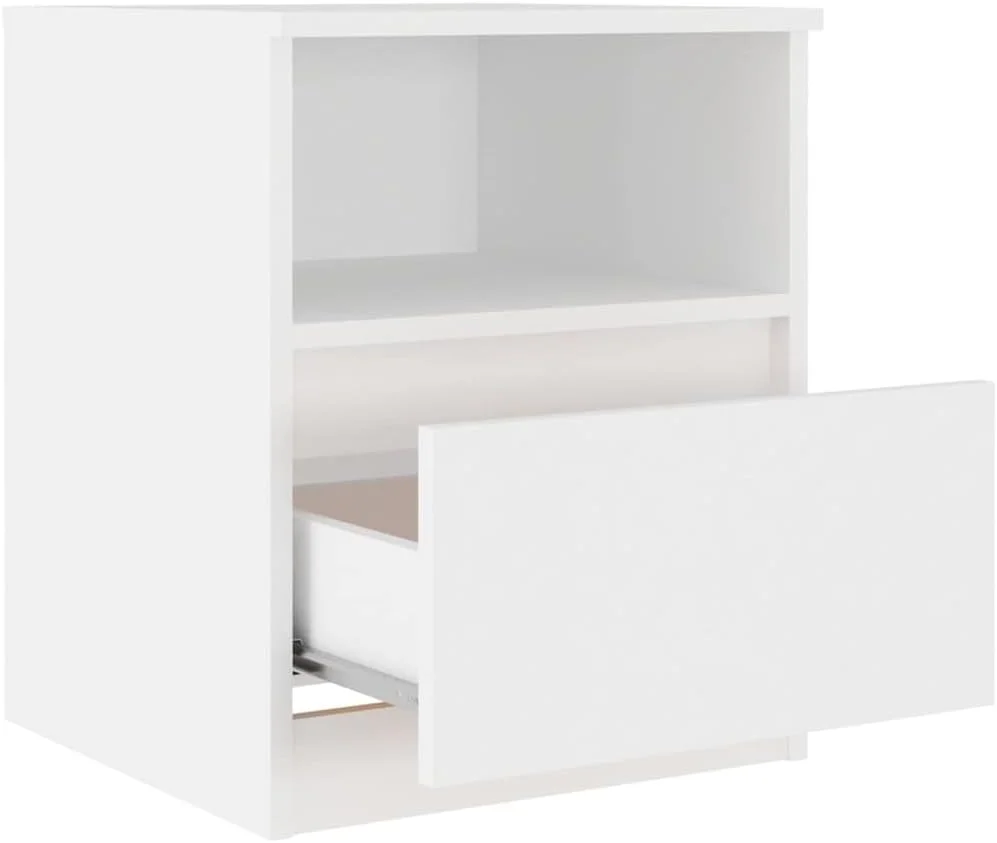 کابینت کنار تختی vidaXL با کشو، کابینت ذخیره سازی، میز کنار تخت، قفسه، پایه تلفن، مبلمان اتاق نشیمن و اتاق خواب، چوب مهندسی شده سفید کابینت کنار تختی vidaXL با کشو، کابینت ذخیره سازی، میز کنار تخت، قفسه، پایه تلفن، مبلمان اتاق نشیمن و اتاق خواب، چوب مهندسی شده سفید