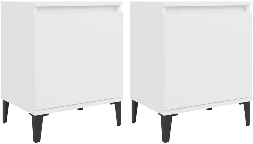 کابینت کنار تختی vidaXL با پایه های فلزی، میزهای کنار تخت، میزهای عسلی، کابینت های ذخیره سازی، پایه تلفن، مبلمان اتاق خواب منزل، سفید کابینت کنار تختی vidaXL با پایه های فلزی، میزهای کنار تخت، میزهای عسلی، کابینت های ذخیره سازی، پایه تلفن، مبلمان اتاق خواب منزل، سفید