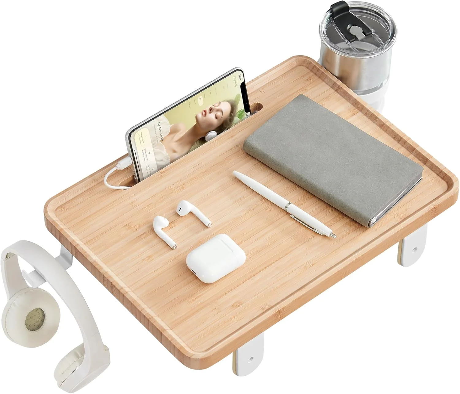 میز کنار تختی VASAGLE، میز شب آویز، قفسه تختخواب чердак، دارای جای تلفن همراه، جا لیوانی، قلاب چرخشی، گیره های قابل تنظیم، برای اتاق خواب دانشجویی، بژ طبیعی LET301N03 میز کنار تختی VASAGLE، میز شب آویز، قفسه تختخواب чердак، دارای جای تلفن همراه، جا لیوانی، قلاب چرخشی، گیره های قابل تنظیم، برای اتاق خواب دانشجویی، بژ طبیعی LET301N03