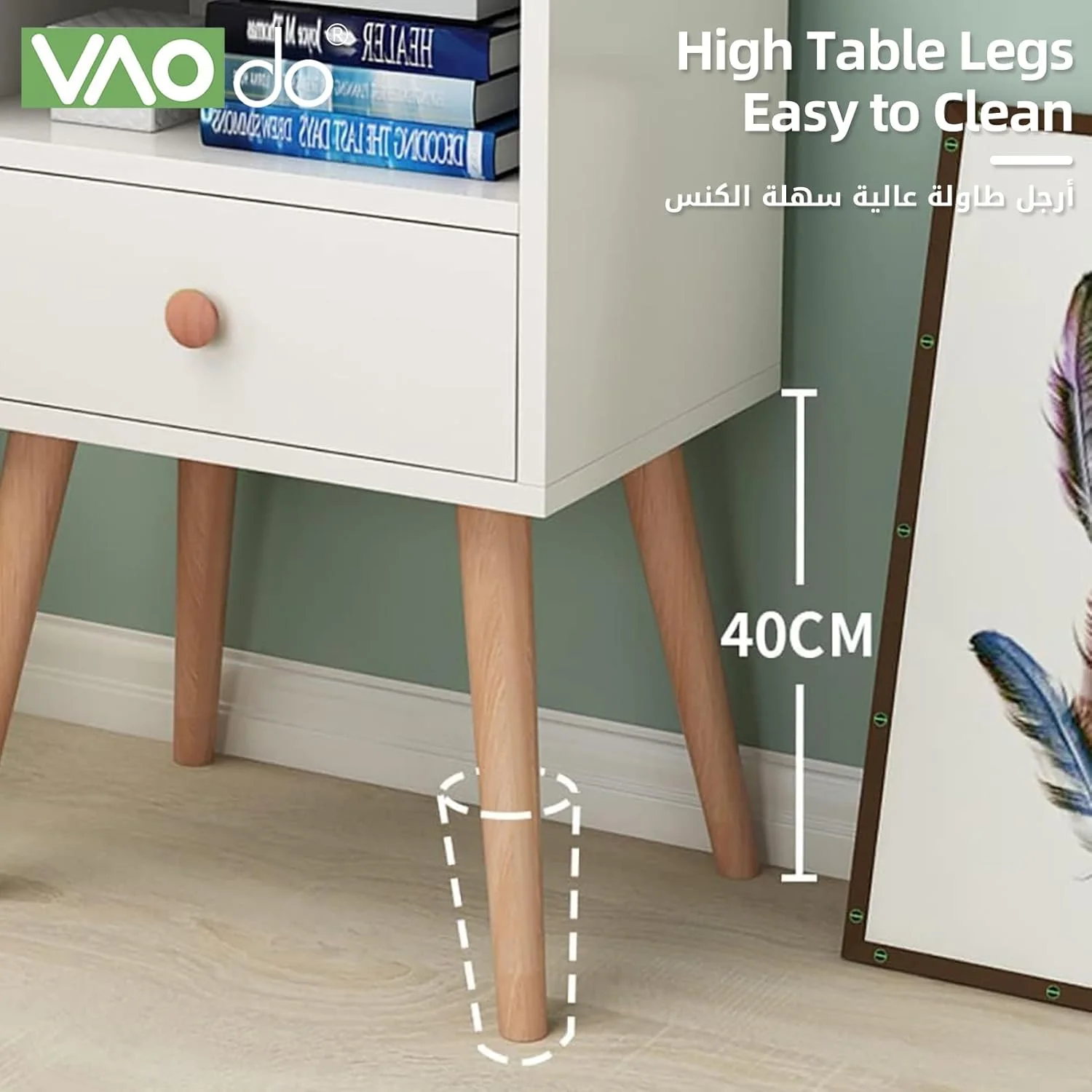 میز پاتختی دو طبقه VAODO با کشو، میز کنار تختی مدرن اواسط قرن با قفسه ذخیره سازی باز، میز پاتختی با پایه های چوبی محکم، برای اتاق خواب، اتاق نشیمن، دفتر و خوابگاه، مونتاژ آسان میز پاتختی دو طبقه VAODO با کشو، میز کنار تختی مدرن اواسط قرن با قفسه ذخیره سازی باز، میز پاتختی با پایه های چوبی محکم، برای اتاق خواب، اتاق نشیمن، دفتر و خوابگاه، مونتاژ آسان