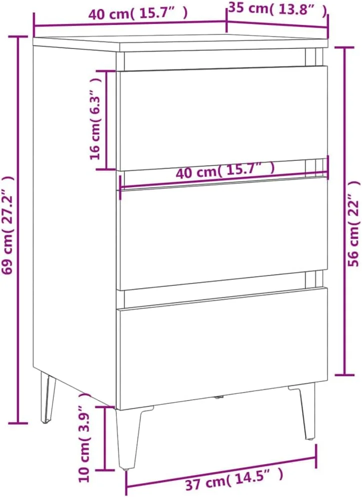 دو عدد میز کنار تختی vidaXL با پایه های فلزی، مناسب منزل، اتاق خواب، میز کنار تخت، میز ذخیره سازی، میز کنار مبلی، مبلمان میز شب با کشو، بلوطی قهوه ای دو عدد میز کنار تختی vidaXL با پایه های فلزی، مناسب منزل، اتاق خواب، میز کنار تخت، میز ذخیره سازی، میز کنار مبلی، مبلمان میز شب با کشو، بلوطی قهوه ای