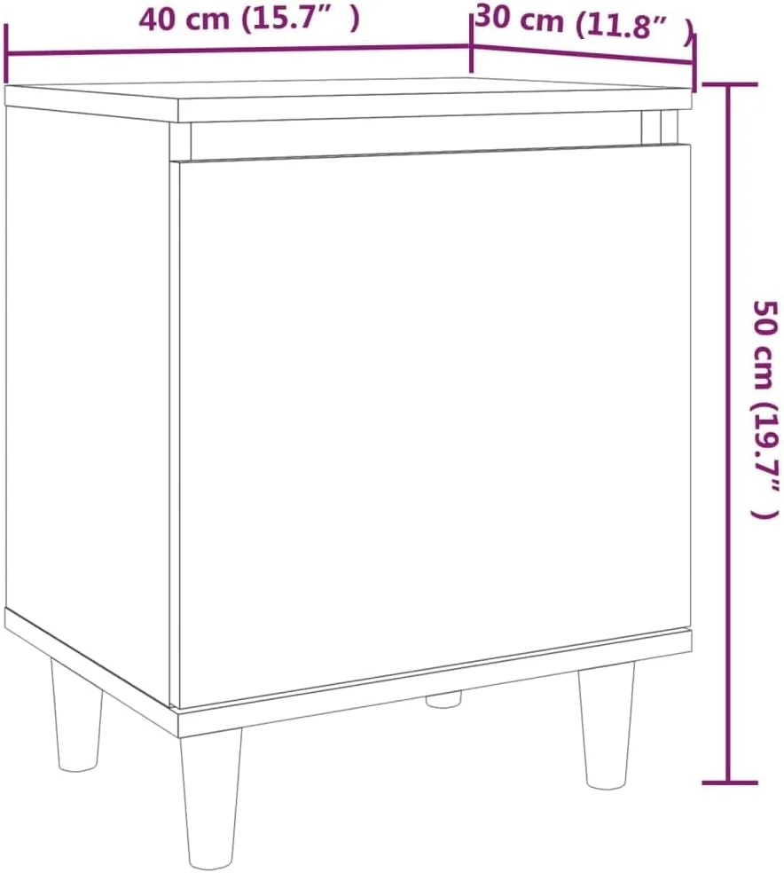کابینت کنار تختی vidaXL با پایه های چوبی محکم، مناسب اتاق خواب، نشیمن و مبلمان منزل، میز کنار تخت، کابینت ذخیره سازی کنار تخت، خاکستری سونوما