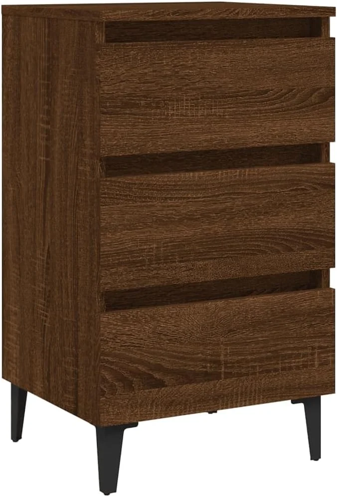 دو عدد میز کنار تختی vidaXL با پایه های فلزی، مناسب منزل، اتاق خواب، میز کنار تخت، میز ذخیره سازی، میز کنار مبلی، مبلمان میز شب با کشو، بلوطی قهوه ای دو عدد میز کنار تختی vidaXL با پایه های فلزی، مناسب منزل، اتاق خواب، میز کنار تخت، میز ذخیره سازی، میز کنار مبلی، مبلمان میز شب با کشو، بلوطی قهوه ای