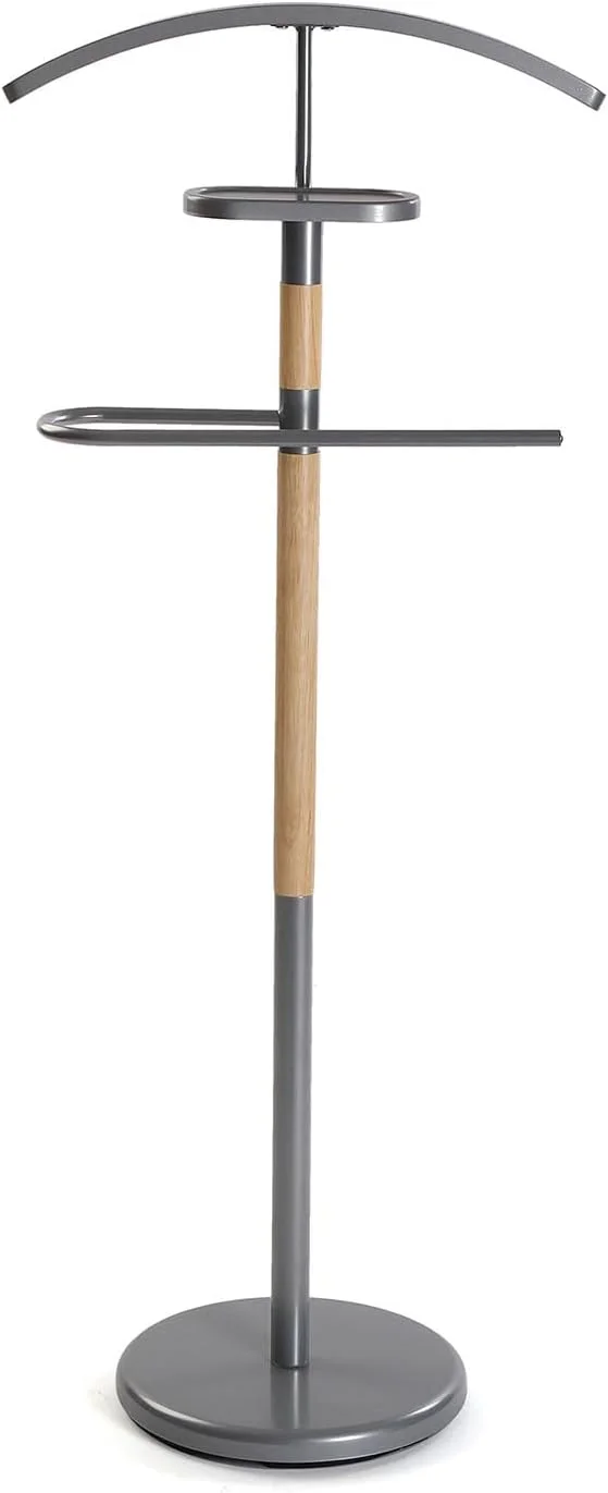 پایه کنار تختی چند منظوره مدرن Versa Holstebro با 2 آویز لباس مردانه یا زنانه، ابعاد (ارتفاع x طول x عرض) 112 x 28.7 x 46.5 سانتی متر، فلز و چوب، خاکستری پایه کنار تختی چند منظوره مدرن Versa Holstebro با 2 آویز لباس مردانه یا زنانه، ابعاد (ارتفاع x طول x عرض) 112 x 28.7 x 46.5 سانتی متر، فلز و چوب، خاکستری