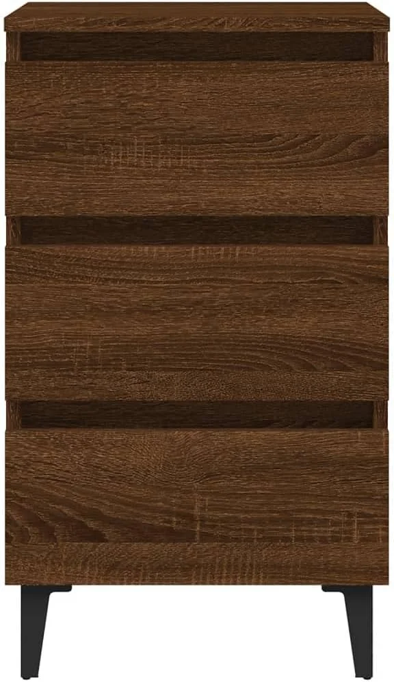 دو عدد میز کنار تختی vidaXL با پایه های فلزی، مناسب منزل، اتاق خواب، میز کنار تخت، میز ذخیره سازی، میز کنار مبلی، مبلمان میز شب با کشو، بلوطی قهوه ای دو عدد میز کنار تختی vidaXL با پایه های فلزی، مناسب منزل، اتاق خواب، میز کنار تخت، میز ذخیره سازی، میز کنار مبلی، مبلمان میز شب با کشو، بلوطی قهوه ای