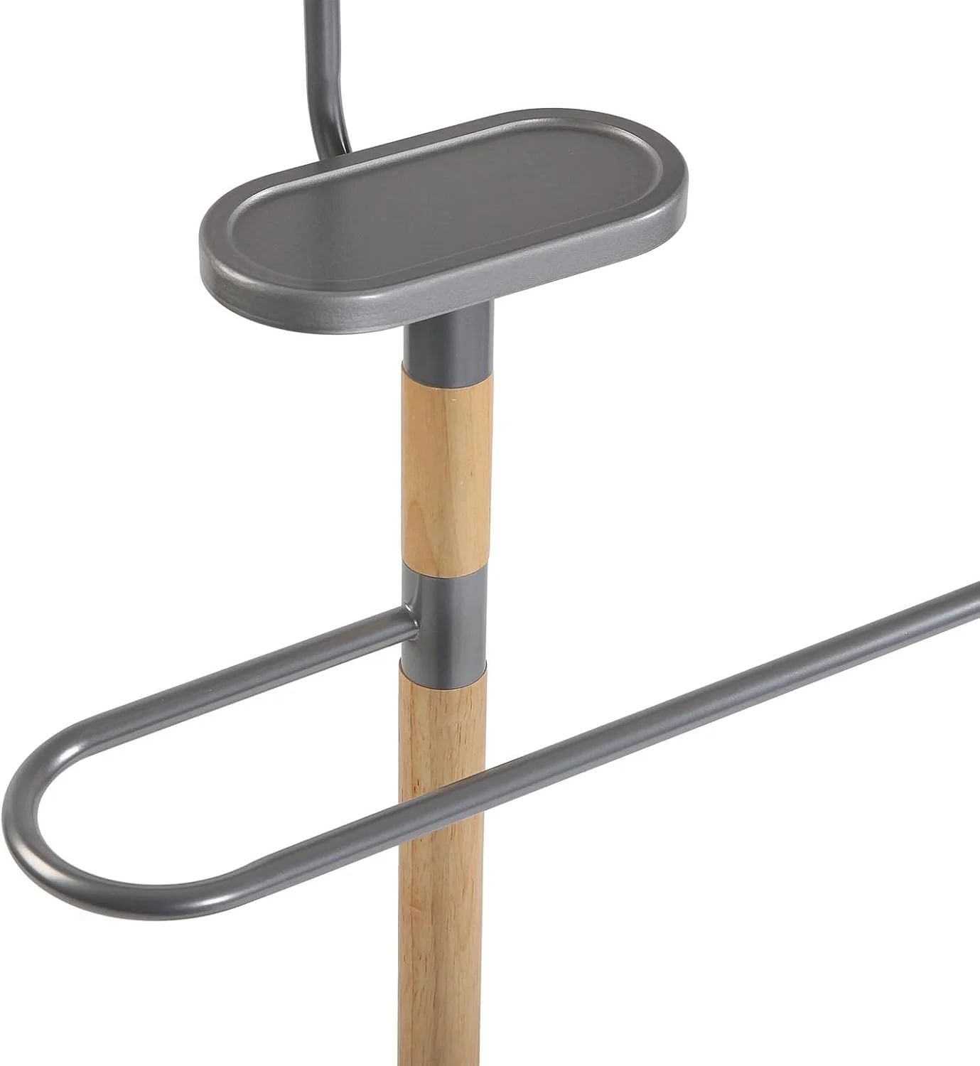 پایه کنار تختی چند منظوره مدرن Versa Holstebro با 2 آویز لباس مردانه یا زنانه، ابعاد (ارتفاع x طول x عرض) 112 x 28.7 x 46.5 سانتی متر، فلز و چوب، خاکستری پایه کنار تختی چند منظوره مدرن Versa Holstebro با 2 آویز لباس مردانه یا زنانه، ابعاد (ارتفاع x طول x عرض) 112 x 28.7 x 46.5 سانتی متر، فلز و چوب، خاکستری