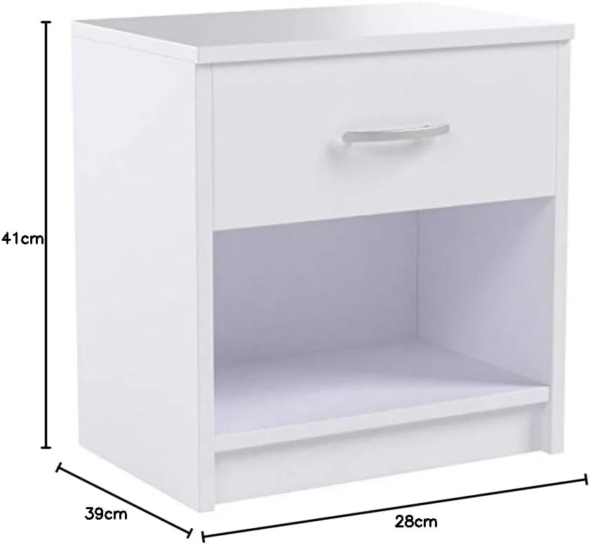 میز کنار تختی استلا تریدینگ، چوب، سفید، 28 x 39 x 41 سانتی متر