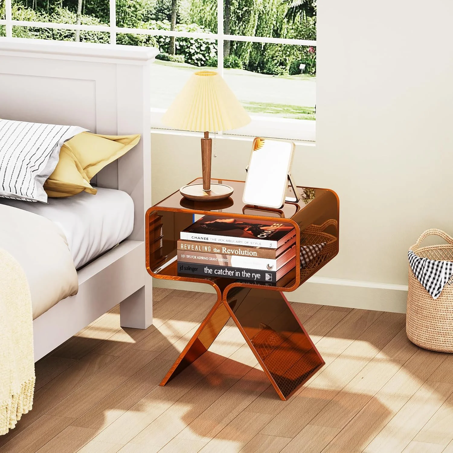 میز عسلی آکریلیک Solaround، میز کنار تختی برای اتاق خواب، 39 x 30 x 45 سانتی متر (قهوه ای تیره) میز عسلی آکریلیک Solaround، میز کنار تختی برای اتاق خواب، 39 x 30 x 45 سانتی متر (قهوه ای تیره)