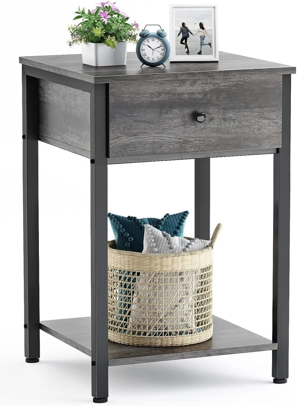 میز پاتختی SKY-TOUCH با ابعاد 40 * 40 سانتی متر، کابینت کنار تختی با کشو، میز کنار تختی چوبی، میز مدرن، میز عسلی برای اتاق خواب و اتاق نشیمن، قاب فولادی محکم، مونتاژ آسان میز پاتختی SKY-TOUCH با ابعاد 40 * 40 سانتی متر، کابینت کنار تختی با کشو، میز کنار تختی چوبی، میز مدرن، میز عسلی برای اتاق خواب و اتاق نشیمن، قاب فولادی محکم، مونتاژ آسان