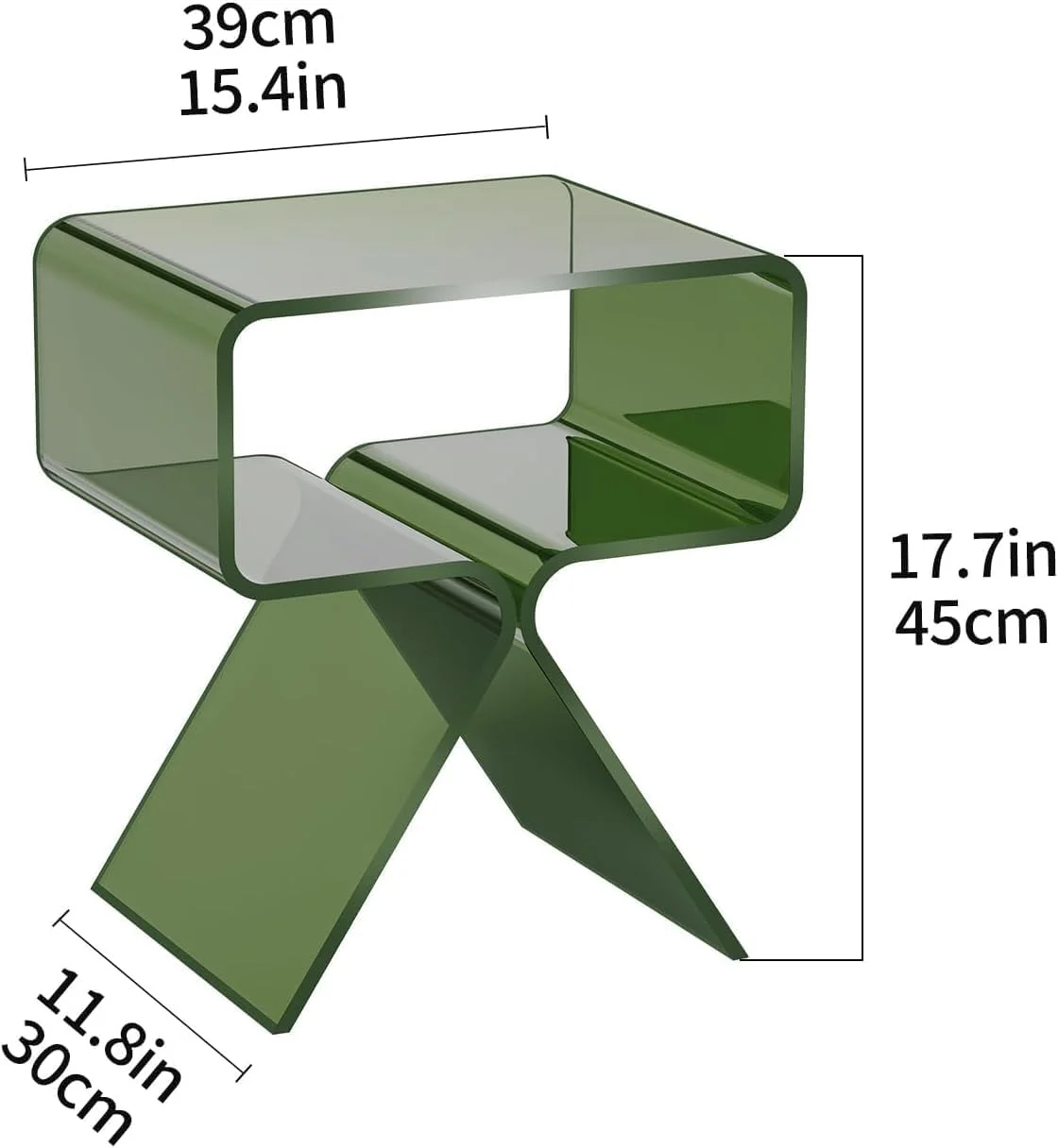 میز عسلی آکریلیک Solaround، میز کنار تختی برای اتاق خواب، 39 × 30 × 45 سانتی متر (سبز)