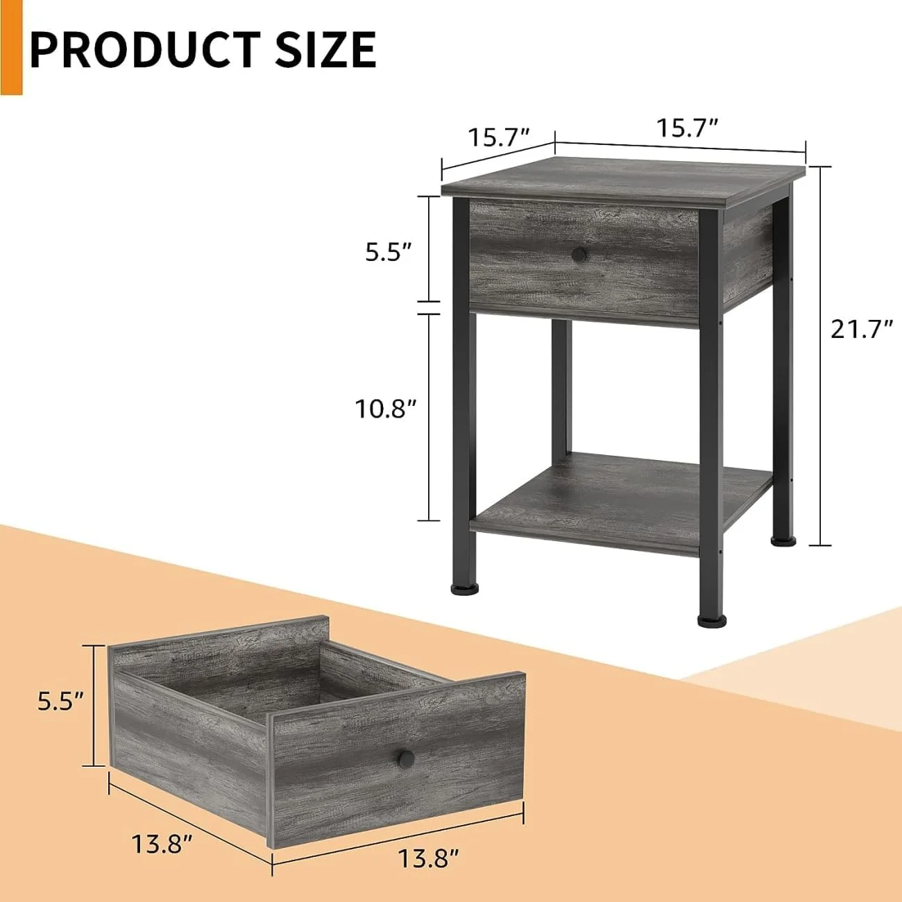 میز پاتختی SKY-TOUCH با ابعاد 40 * 40 سانتی متر، کابینت کنار تختی با کشو، میز کنار تختی چوبی، میز مدرن، میز عسلی برای اتاق خواب و اتاق نشیمن، قاب فولادی محکم، مونتاژ آسان میز پاتختی SKY-TOUCH با ابعاد 40 * 40 سانتی متر، کابینت کنار تختی با کشو، میز کنار تختی چوبی، میز مدرن، میز عسلی برای اتاق خواب و اتاق نشیمن، قاب فولادی محکم، مونتاژ آسان