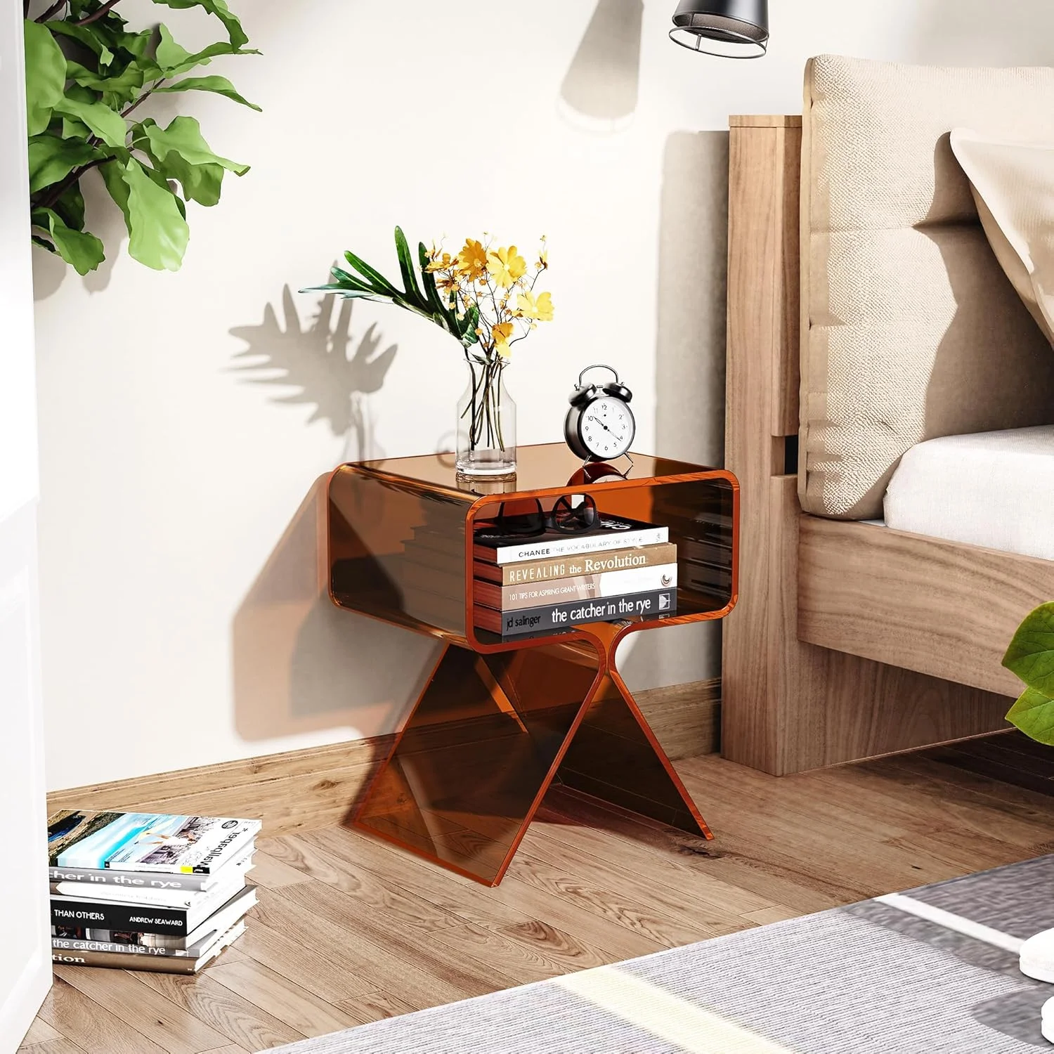 میز عسلی آکریلیک Solaround، میز کنار تختی برای اتاق خواب، 39 x 30 x 45 سانتی متر (قهوه ای تیره) میز عسلی آکریلیک Solaround، میز کنار تختی برای اتاق خواب، 39 x 30 x 45 سانتی متر (قهوه ای تیره)