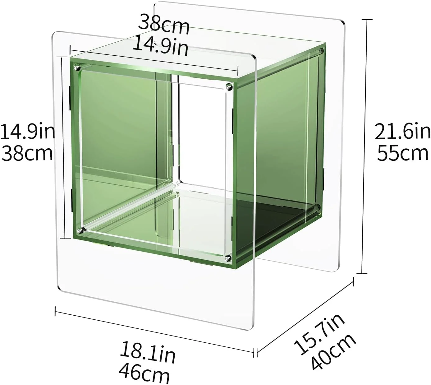 میز عسلی آکریلیک Solaround، میز کنار تختی برای اتاق خواب، اتاق نشیمن (سبز)