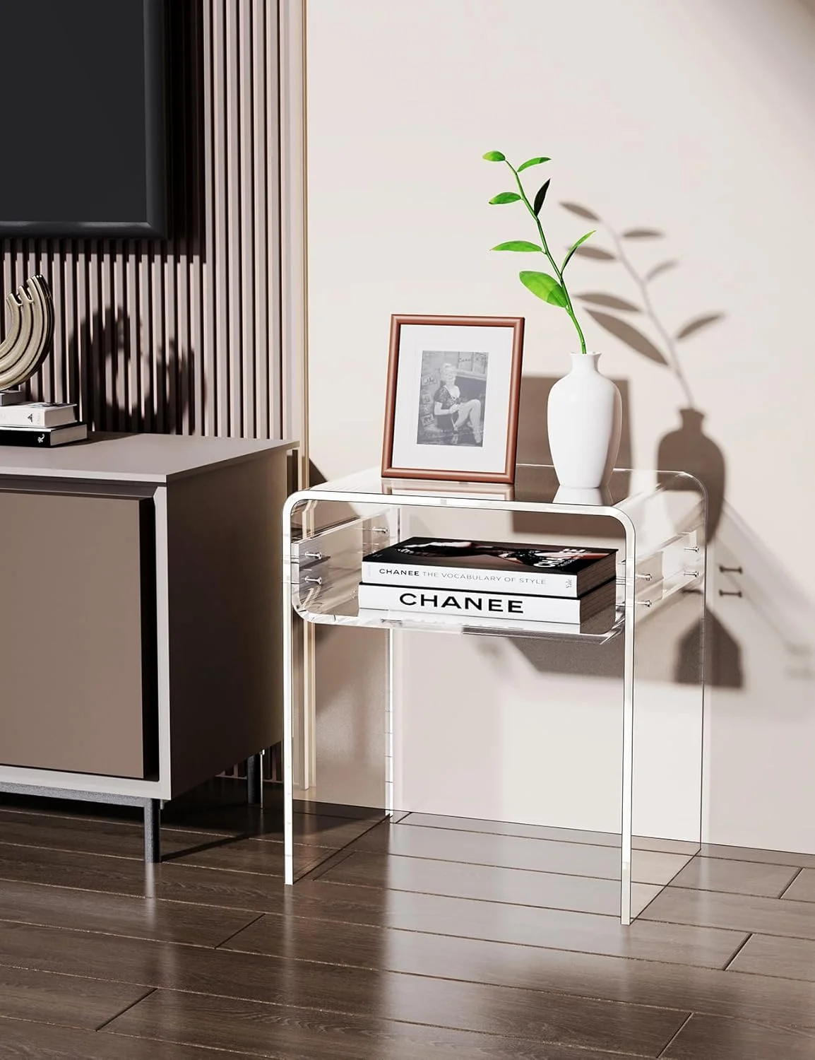 میز عسلی آکریلیک Solaround، میز کنار تختی، میز آکریلیک شفاف (شفاف) میز عسلی آکریلیک Solaround، میز کنار تختی، میز آکریلیک شفاف (شفاف)