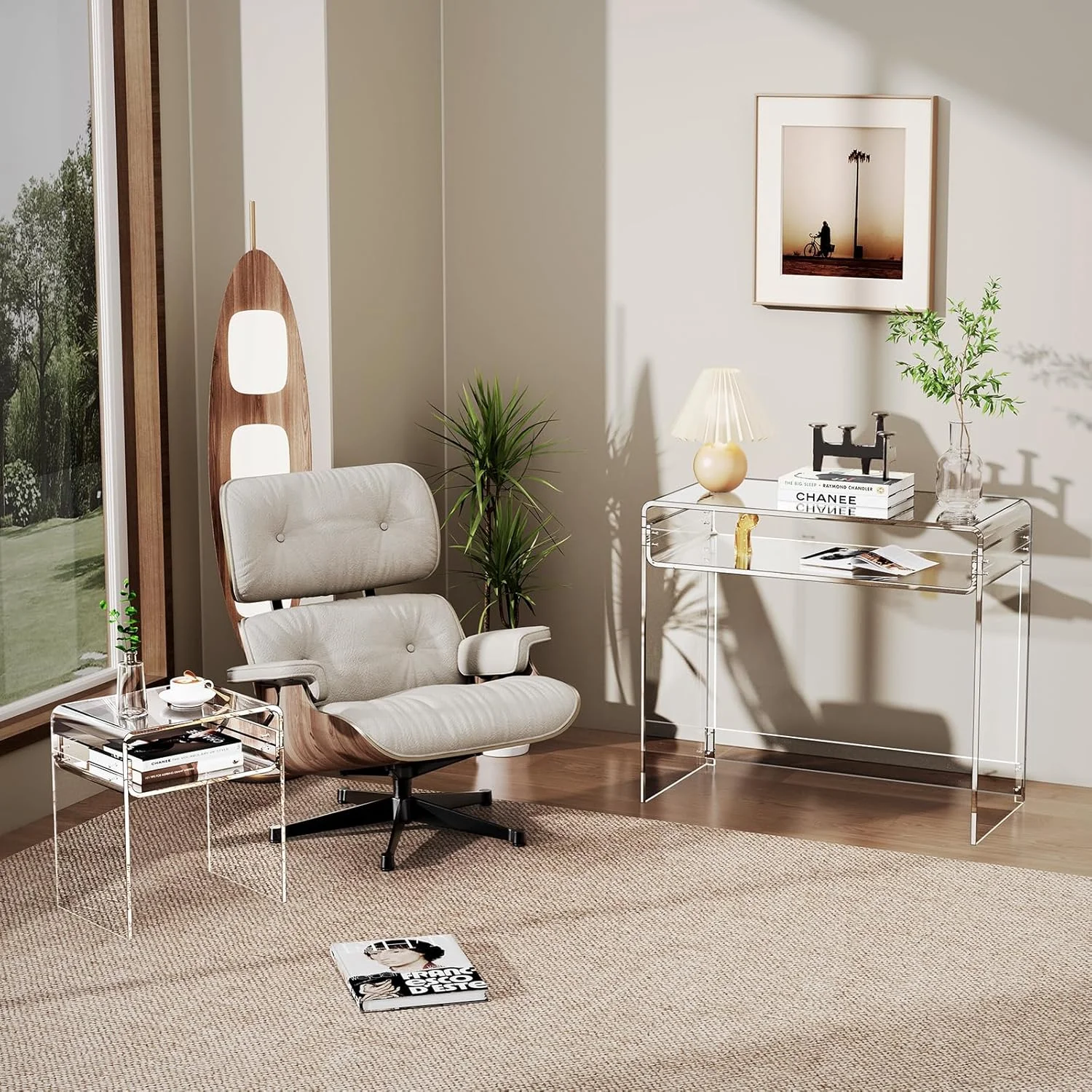 میز عسلی آکریلیک Solaround، میز کنار تختی، میز آکریلیک شفاف (شفاف) میز عسلی آکریلیک Solaround، میز کنار تختی، میز آکریلیک شفاف (شفاف)