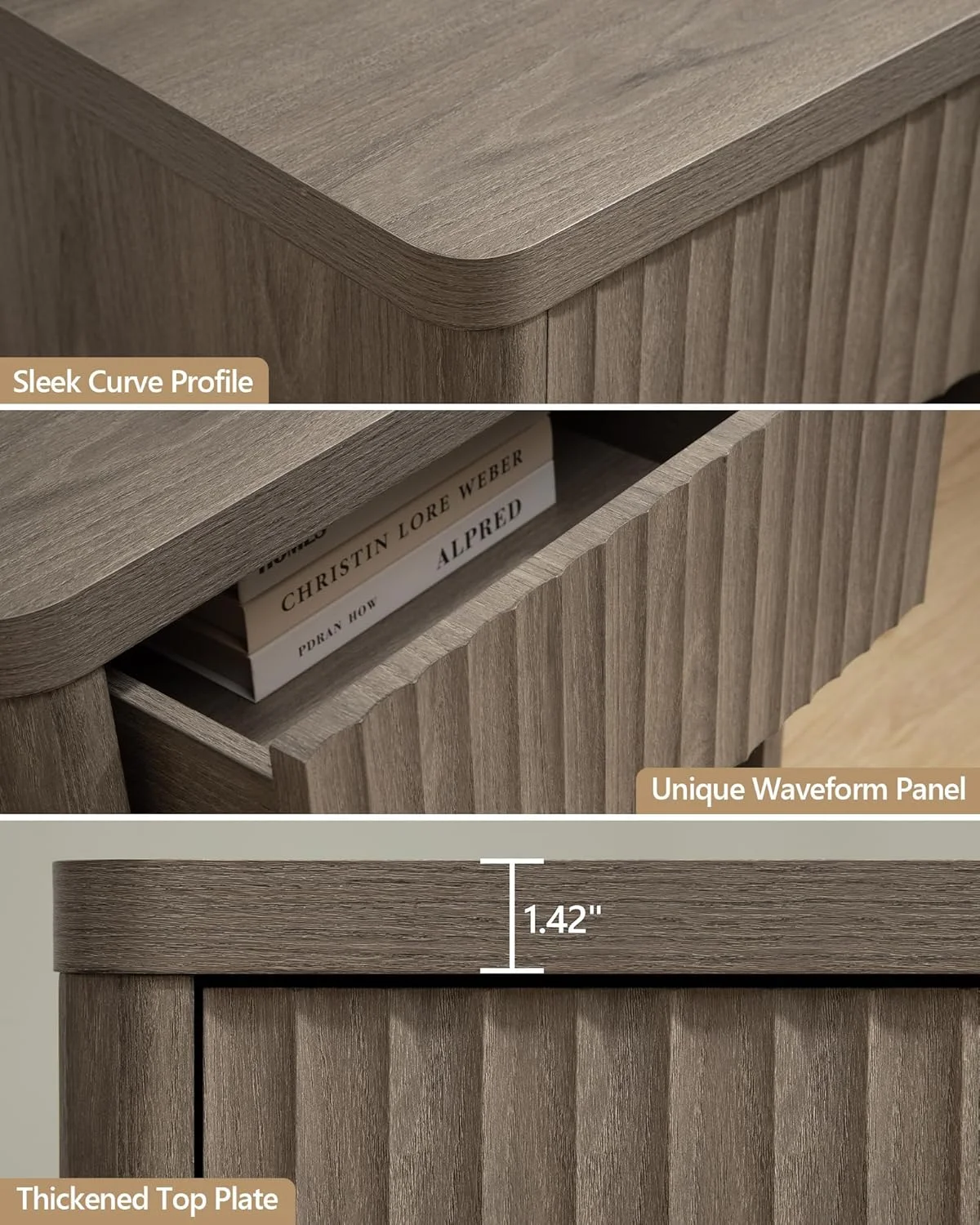 میز کنار تختی SICOTAS با کشو، میز کنار تخت شیاردار، میز انتهایی بزرگ مدرن و عریض، میز کنار تختی اواسط قرن برای اتاق خواب، اتاق نشیمن، مبل، کاناپه، دفتر کار خانگی، توسکا خاکستری میز کنار تختی SICOTAS با کشو، میز کنار تخت شیاردار، میز انتهایی بزرگ مدرن و عریض، میز کنار تختی اواسط قرن برای اتاق خواب، اتاق نشیمن، مبل، کاناپه، دفتر کار خانگی، توسکا خاکستری