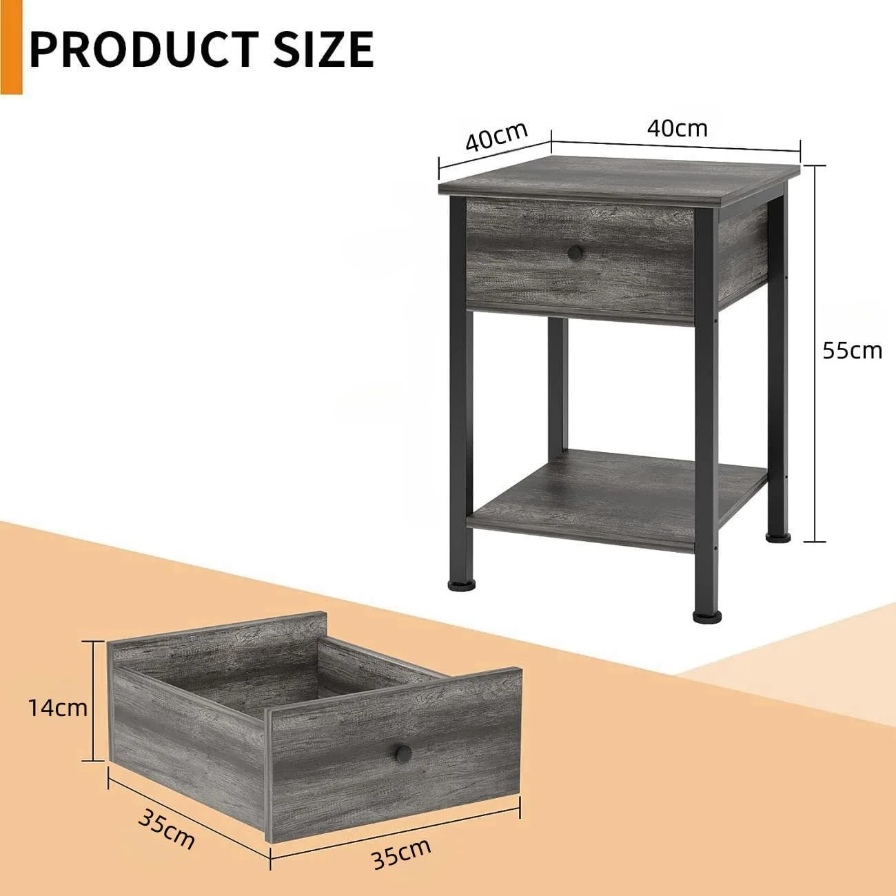 میز پاتختی SKY-TOUCH، 40 * 40 سانتی متر، کابینت کنار تخت با کشو، میز کنار تختی چوبی، میز مدرن، میز عسلی برای اتاق خواب و اتاق نشیمن، قاب فولادی محکم، مونتاژ آسان میز پاتختی SKY-TOUCH، 40 * 40 سانتی متر، کابینت کنار تخت با کشو، میز کنار تختی چوبی، میز مدرن، میز عسلی برای اتاق خواب و اتاق نشیمن، قاب فولادی محکم، مونتاژ آسان