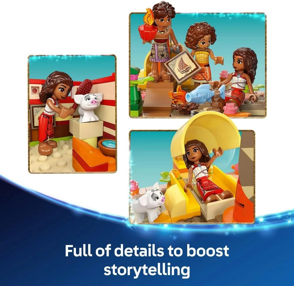 لگو | دیزنی پرنسس قایق ماجراجویی موانا، اسباب بازی ساختنی برای دختران و پسران 6 سال به بالا، شامل یک قایق و 4 فیگور مینی عروسکی، ایده هدیه تولد کودکان 43270