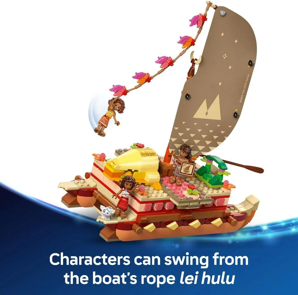 لگو | دیزنی پرنسس قایق ماجراجویی موانا، اسباب بازی ساختنی برای دختران و پسران 6 سال به بالا، شامل یک قایق و 4 فیگور مینی عروسکی، ایده هدیه تولد کودکان 43270