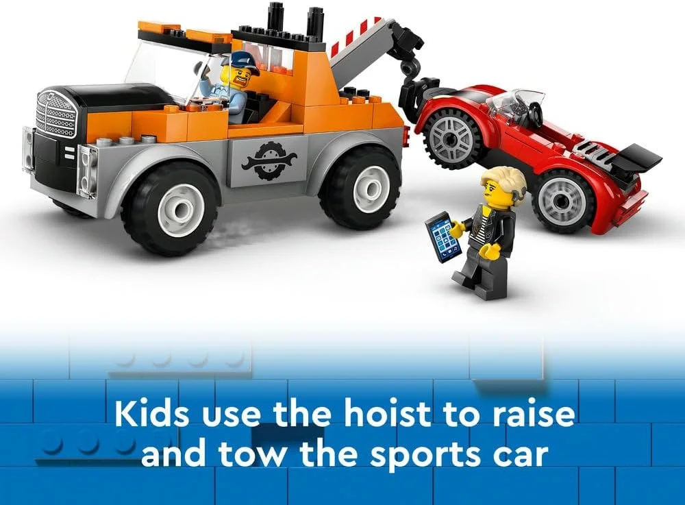 لگو سیتی کامیون یدک کش و مجموعه اسباب بازی تعمیر خودروی اسپورت برای پسران و دختران 4 سال به بالا، با 2 مینی فیگور و لوازم جانبی شامل کاشت حلزون شنوایی، ایده هدیه خلاقانه 60435 لگو سیتی کامیون یدک کش و مجموعه اسباب بازی تعمیر خودروی اسپورت برای پسران و دختران 4 سال به بالا، با 2 مینی فیگور و لوازم جانبی شامل کاشت حلزون شنوایی، ایده هدیه خلاقانه 60435