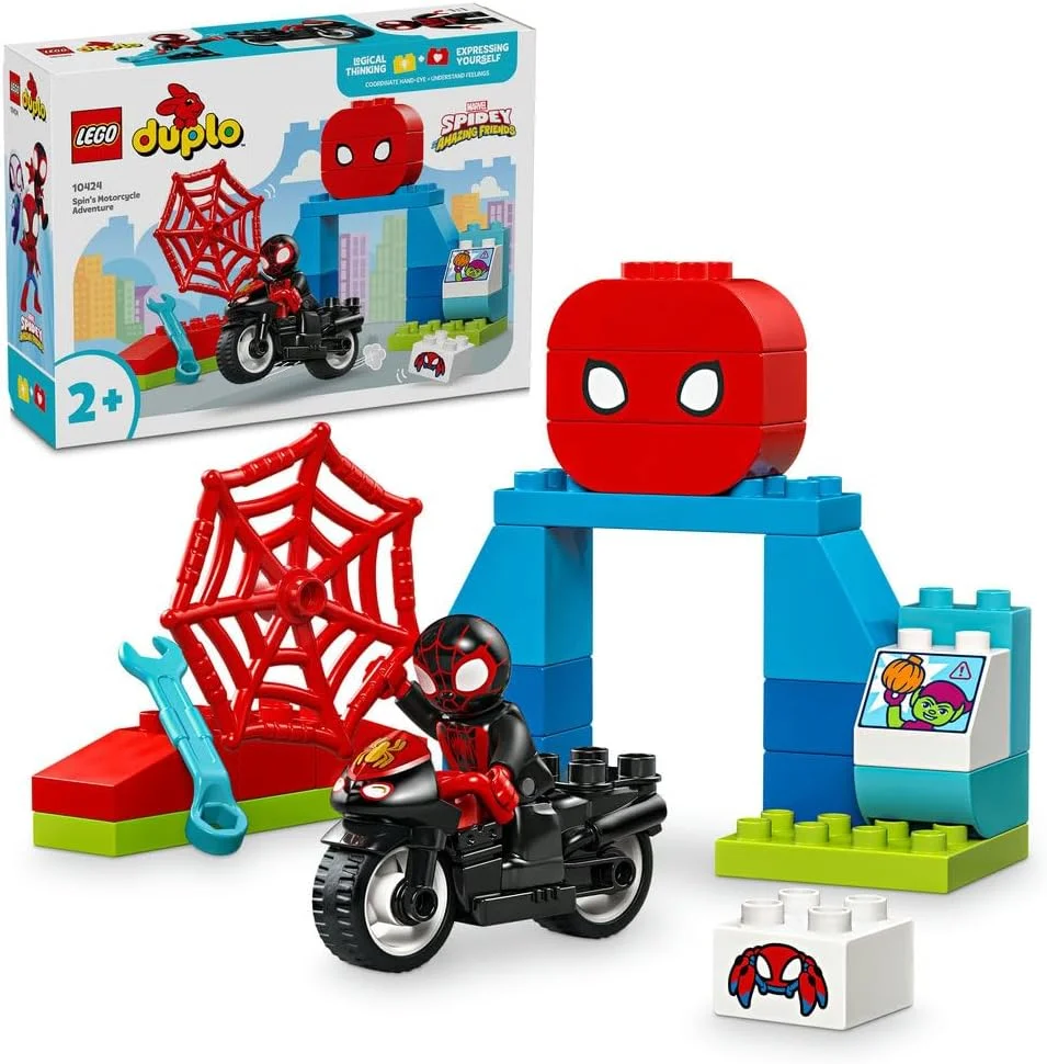 ماجراجویی موتورسیکلت اسپین LEGO DUPLO Marvel، مجموعه خلاقانه بر اساس نمایش تلویزیونی Spidey and His Amazing Friends، اسباب بازی آموزشی کودک نوپا با موتور سیکلت، هدیه برای پسران و دختران 2 سال به بالا 10424 ماجراجویی موتورسیکلت اسپین LEGO DUPLO Marvel، مجموعه خلاقانه بر اساس نمایش تلویزیونی Spidey and His Amazing Friends، اسباب بازی آموزشی کودک نوپا با موتور سیکلت، هدیه برای پسران و دختران 2 سال به بالا 10424