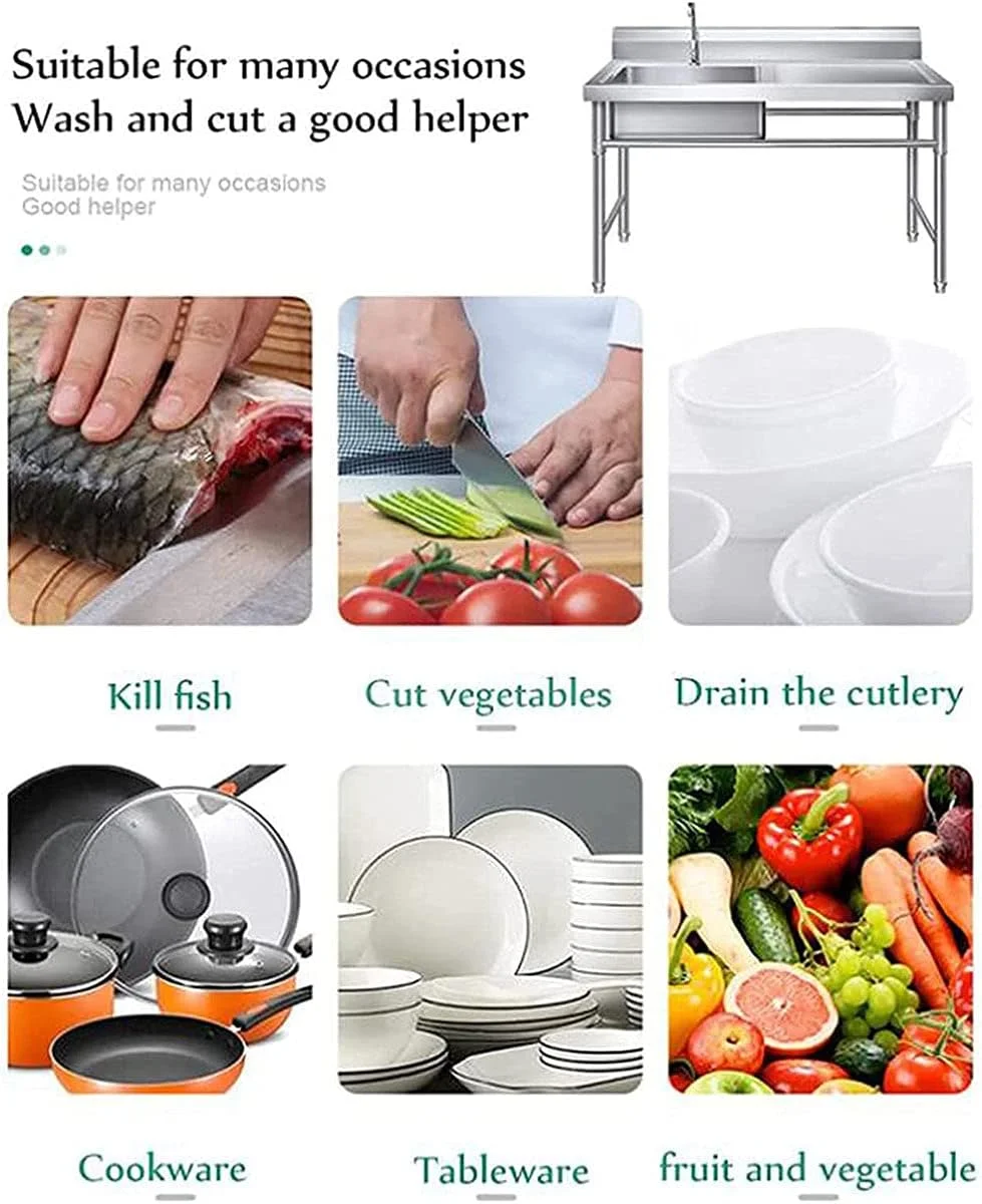 سینک ظرفشویی دو لگنه DESONIX، سینک، سینک ظرفشویی تک لگنه استیل ضد زنگ زیرکار، سینک بار، سینک RV، سینک آشپزخانه، سینک متحرک، 1 میلی متر (رنگ: 0.8 میلی متر)