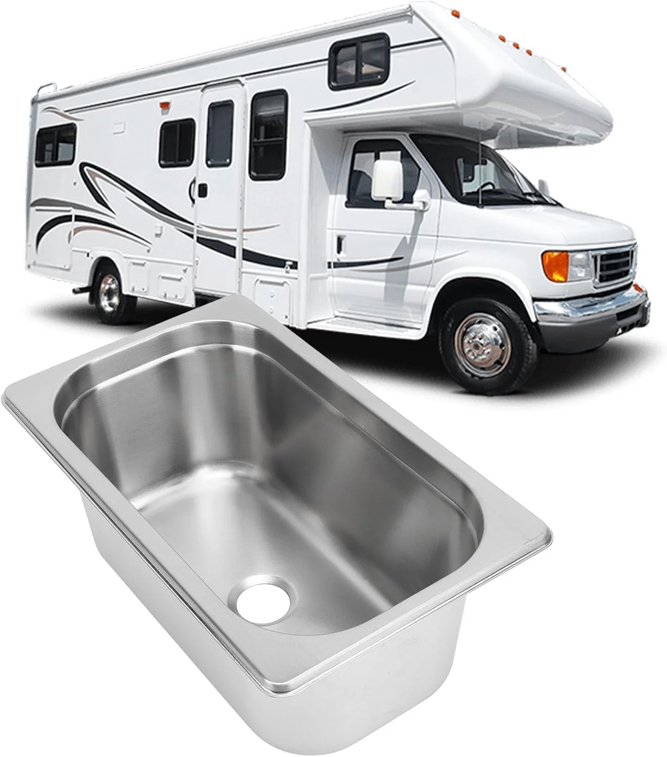 سینک RV، سینک ظرفشویی تک لگنه استیل ضد زنگ، سینک بار توکار، روشویی کم جا برای آشپزخانه، RV، قایق، حمام موتورخانه