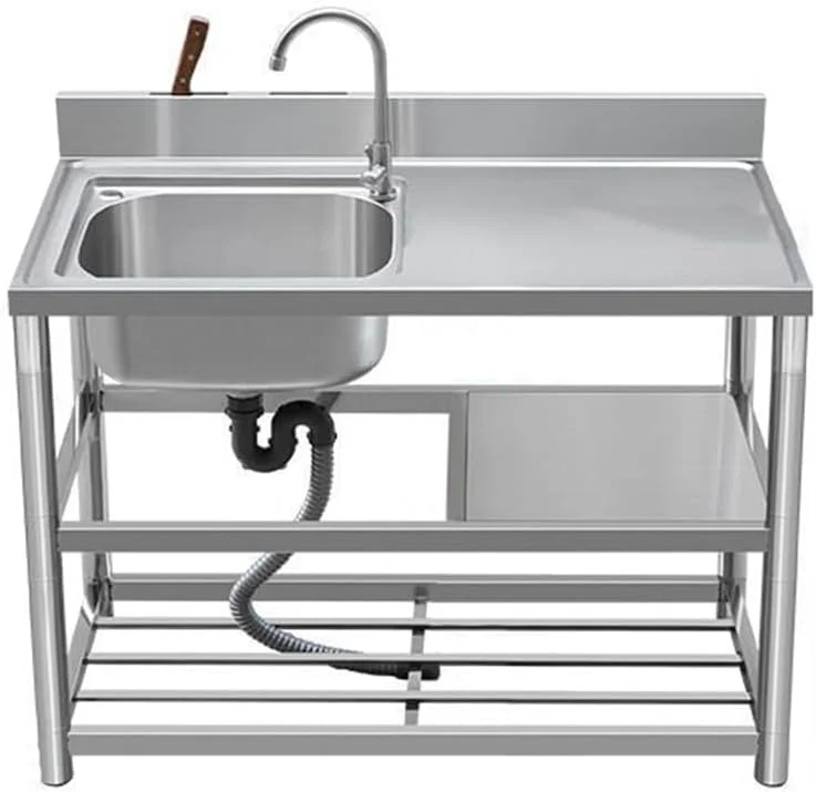 سینک ظرفشویی استیل Jouystore با شیر آب، سینک تجاری رستورانی، سینک تک لگنه آماده سازی و آشپزخانه، سینک گاراژی سینک قابل حمل برای گاراژ، رستوران، آشپزخانه (39.5 اینچ)