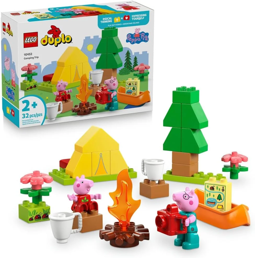 لگو دوپلو سفر کمپینگ پپا پیگ با بابا - اسباب بازی های مونته سوری برای دختران و پسران 2+ ساله - شامل چادر، قایق رانی، آتش کمپ و 2 فیگور - مهارت های حرکتی و تطبیق رنگ - 10452 لگو دوپلو سفر کمپینگ پپا پیگ با بابا - اسباب بازی های مونته سوری برای دختران و پسران 2+ ساله - شامل چادر، قایق رانی، آتش کمپ و 2 فیگور - مهارت های حرکتی و تطبیق رنگ - 10452