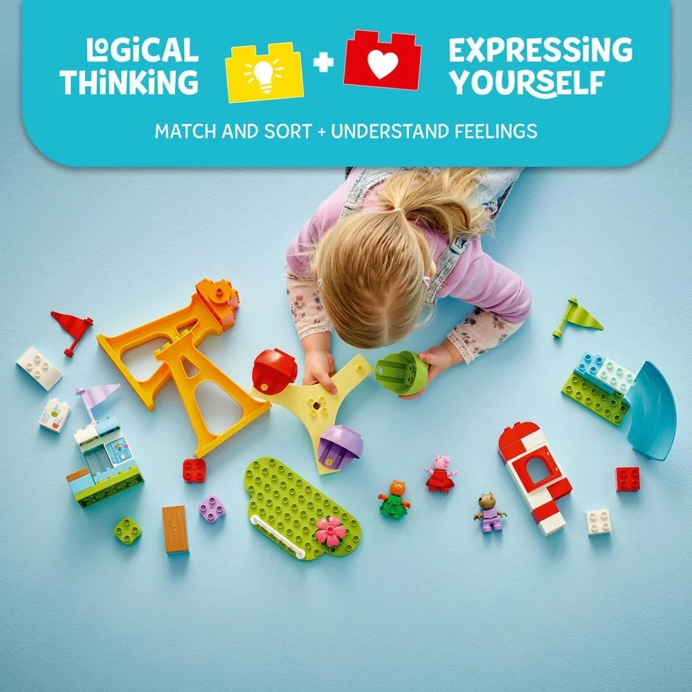 لگو دوپلو پپا پیگ شهربازی - اسباب بازی های حرکتی ظریف برای دختران و پسران 2+ ساله - چرخ و فلک بزرگ، سرسره، آبمیوه فروشی و 3 فیگور شامل دنی داگ و کندی کت - فعالیت توسعه اولیه - 10453 لگو دوپلو پپا پیگ شهربازی - اسباب بازی های حرکتی ظریف برای دختران و پسران 2+ ساله - چرخ و فلک بزرگ، سرسره، آبمیوه فروشی و 3 فیگور شامل دنی داگ و کندی کت - فعالیت توسعه اولیه - 10453